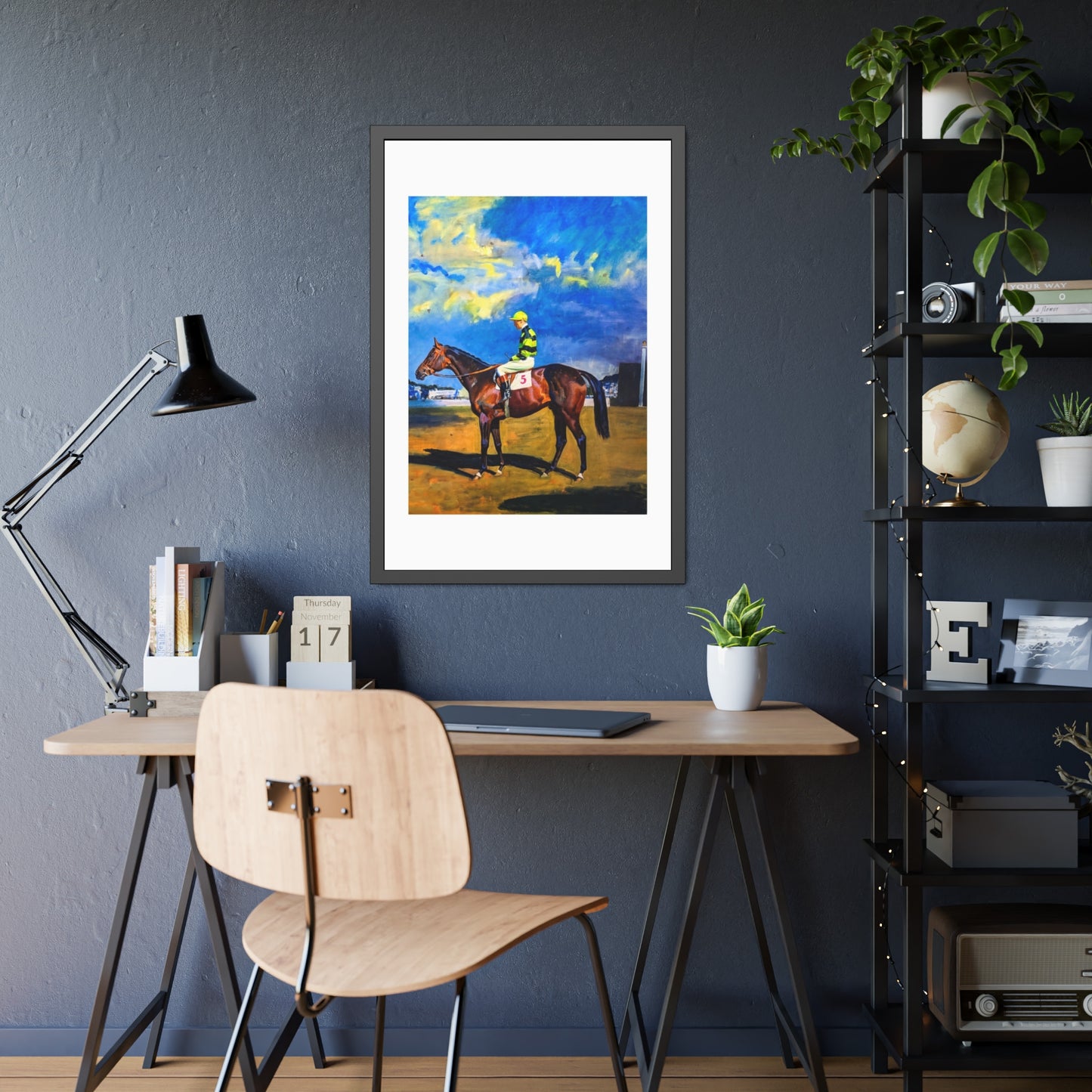 Framed Poster — Vintage Racehorse Jockey Art Print