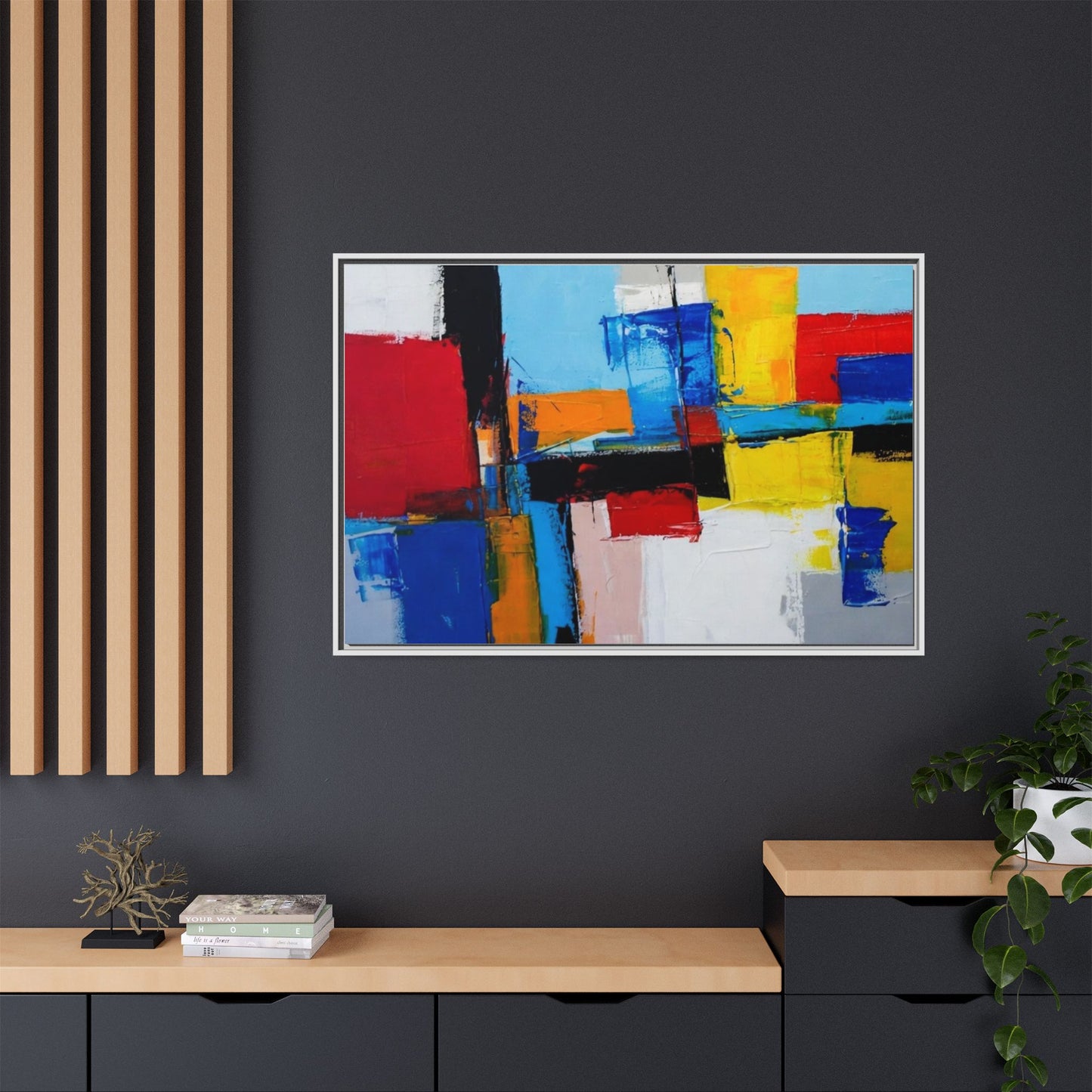 Abstract Color Block Matte Canvas Framed Wall Art