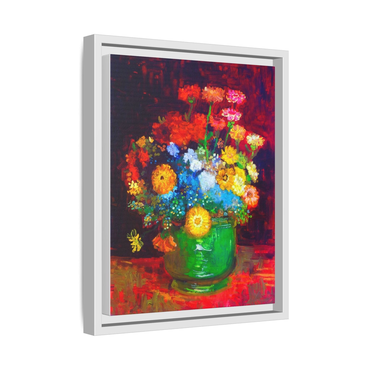Framed Floral Canvas Print — Colorful Bouquet Wall Art