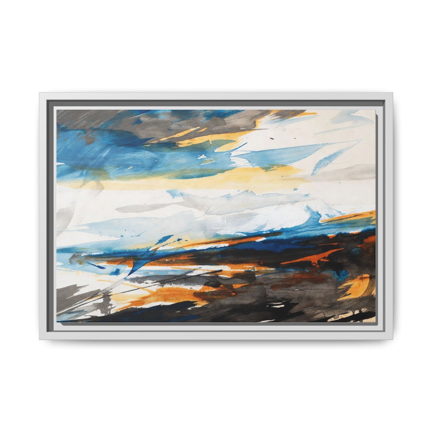 Abstract Coastal Waves Matte Canvas Framed Wall Art