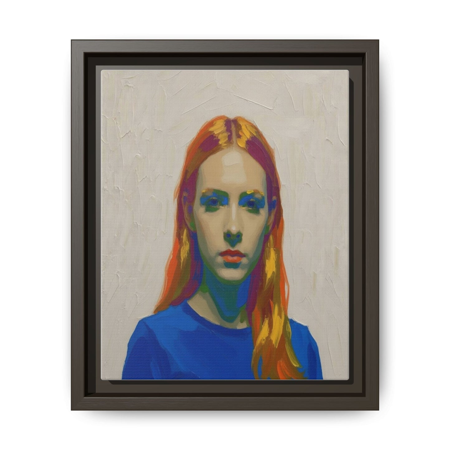 Framed Matte Canvas Portrait — Vibrant Multi‑Color Girl Art Print