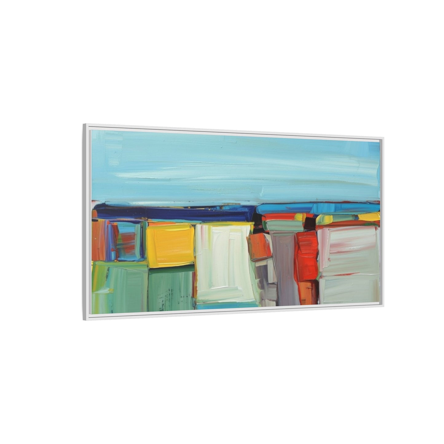 Abstract Coastal Blocks Matte Canvas Print (Framed)