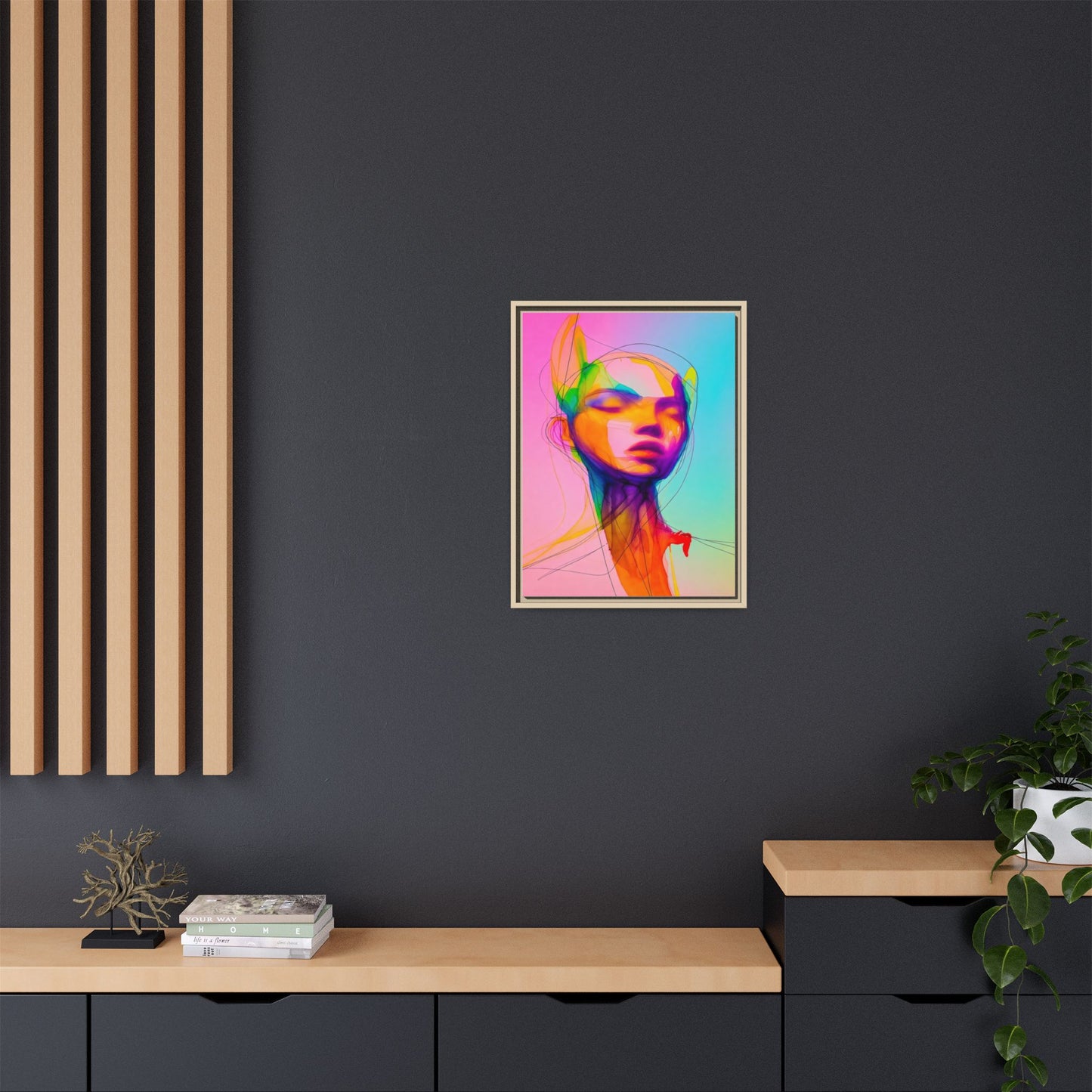 Framed Matte Canvas Art — Vibrant Abstract Portrait Wall Print
