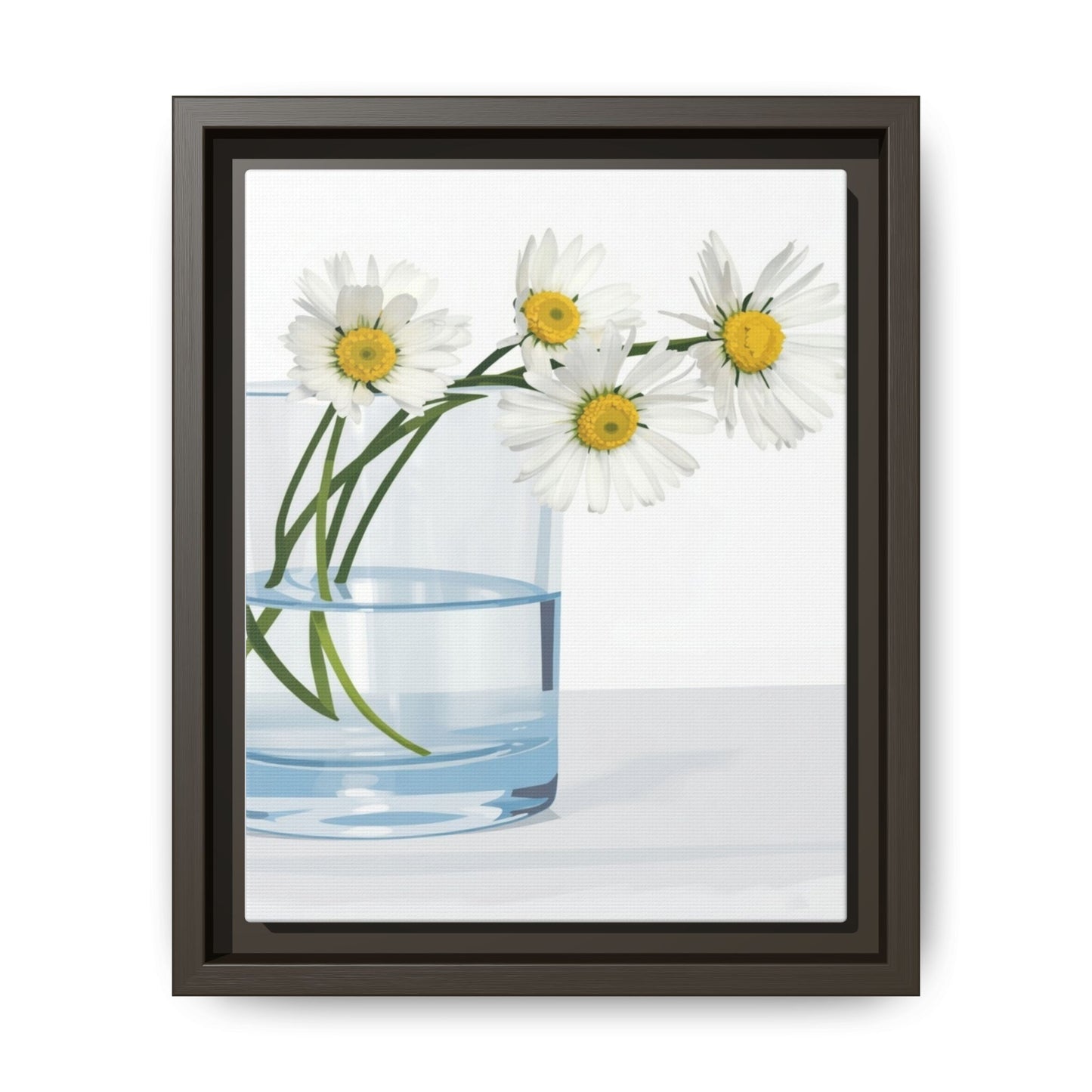 Framed Daisy Canvas Print — Minimal Botanical Wall Art