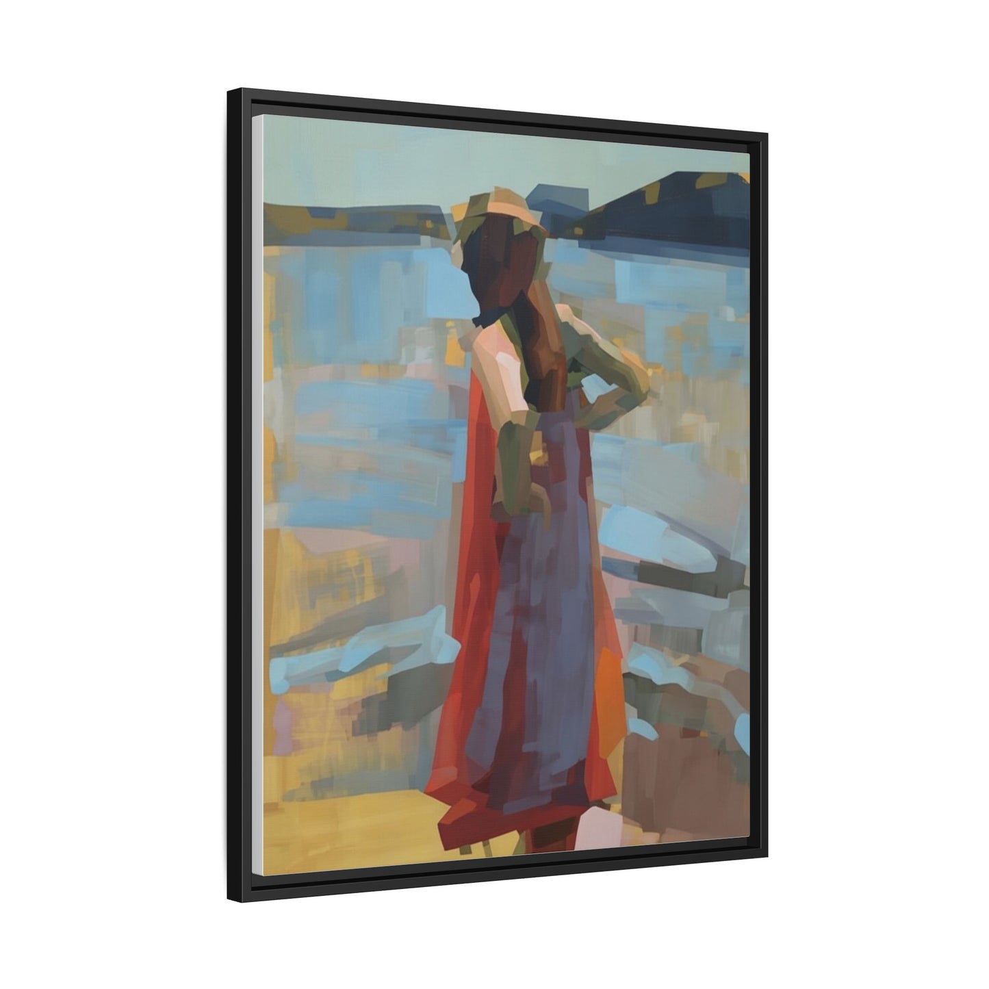 Framed Matte Canvas Print — Coastal Woman Abstract Art