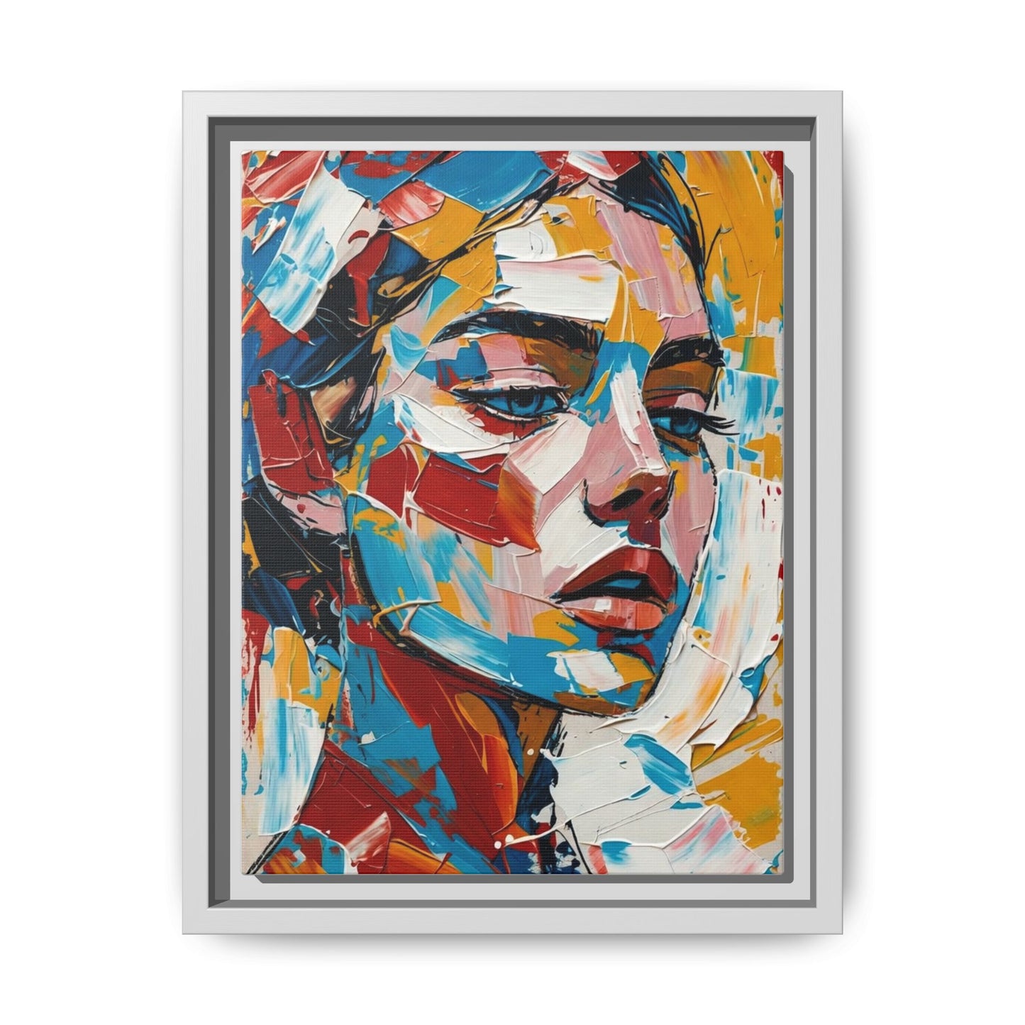 Colorful Abstract Portrait Framed Canvas Print