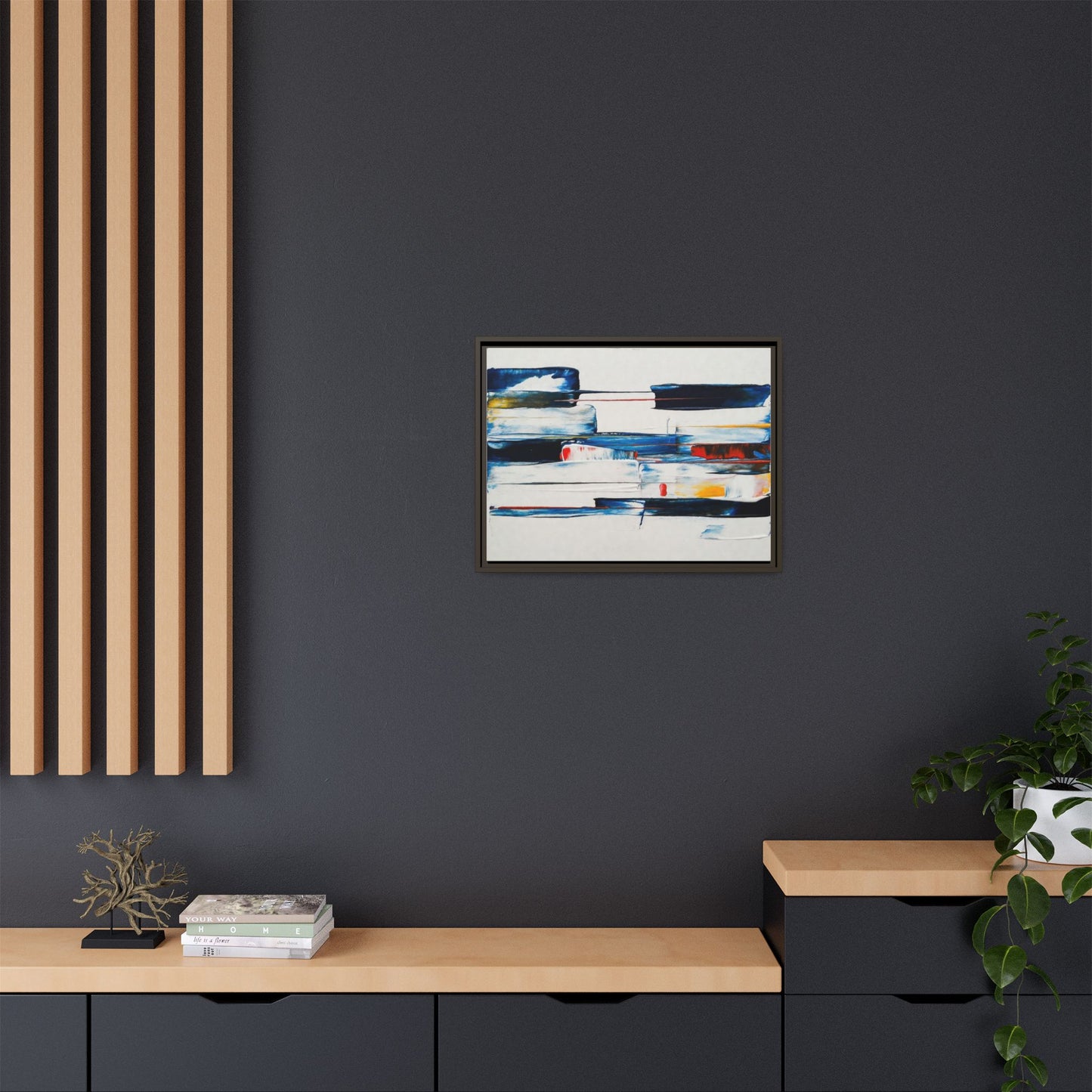 Abstract Coastal Brushstrokes Framed Canvas Print