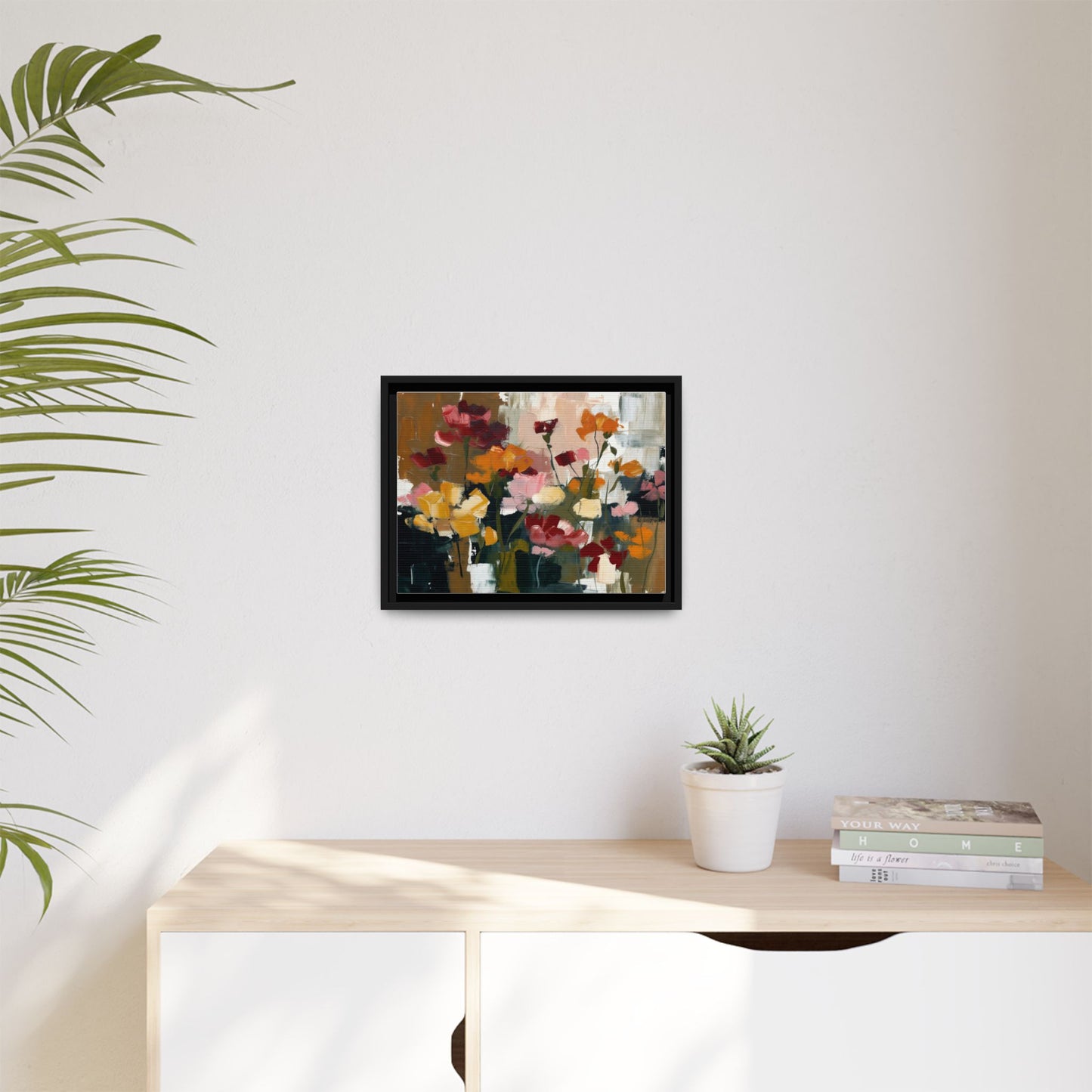 Framed Matte Canvas Floral Abstract Wall Art