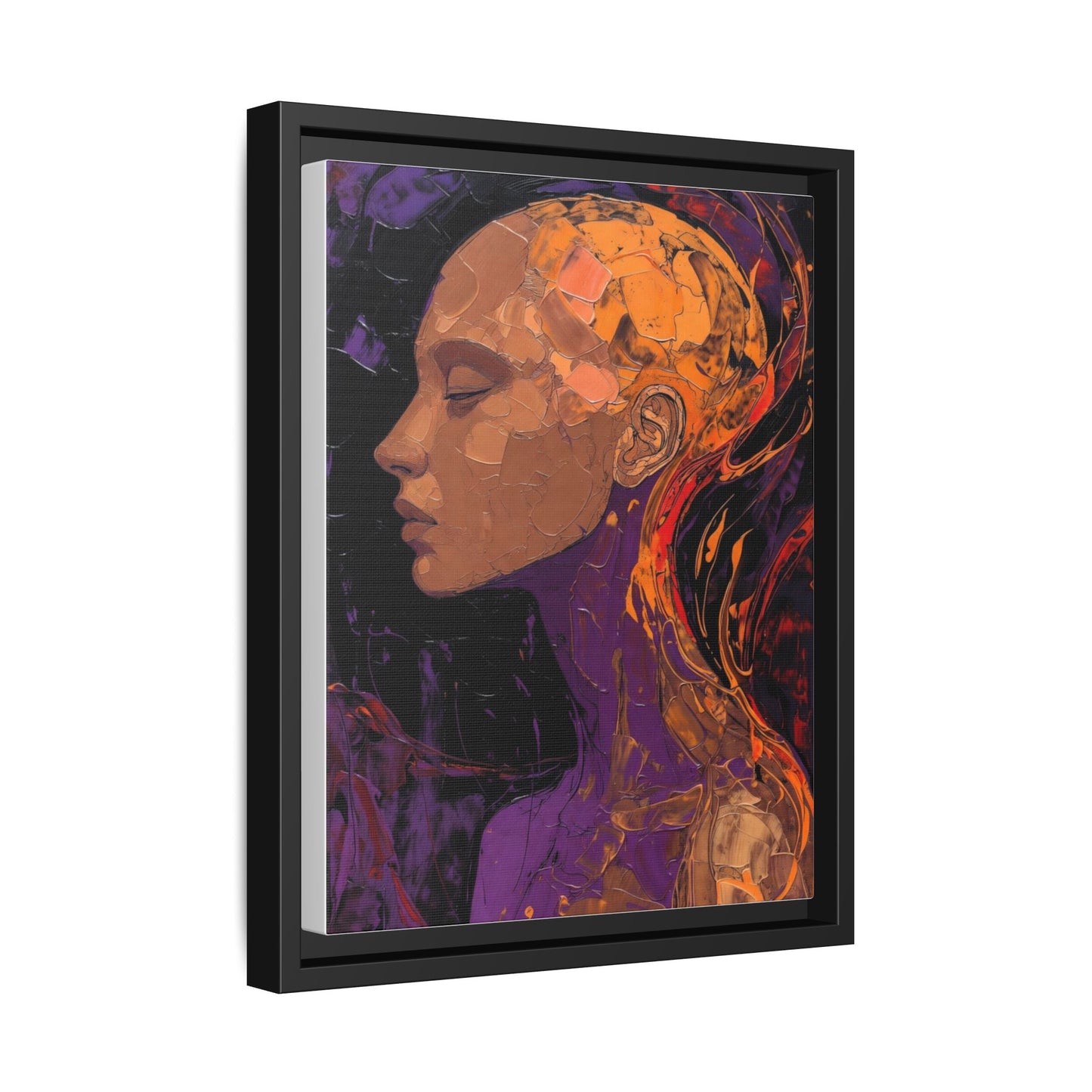 Abstract Profile Portrait Matte Framed Canvas — Multicolor Feminine Art Print