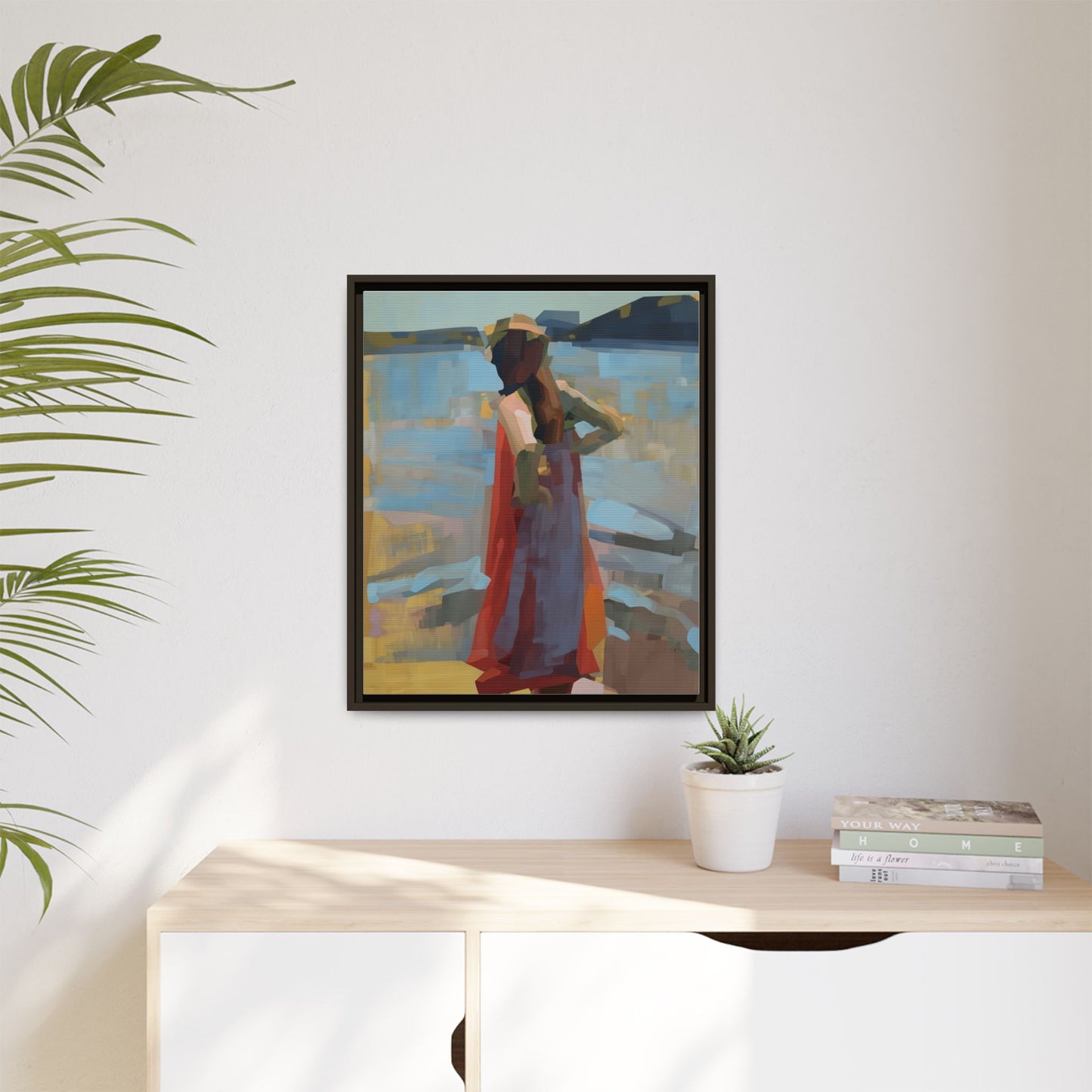 Framed Matte Canvas Print — Coastal Woman Abstract Art