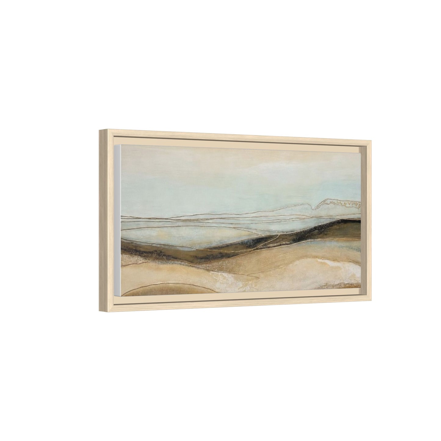 Framed Matte Canvas Wall Art — Neutral Abstract Landscape in Soft Blues & Earth Tones