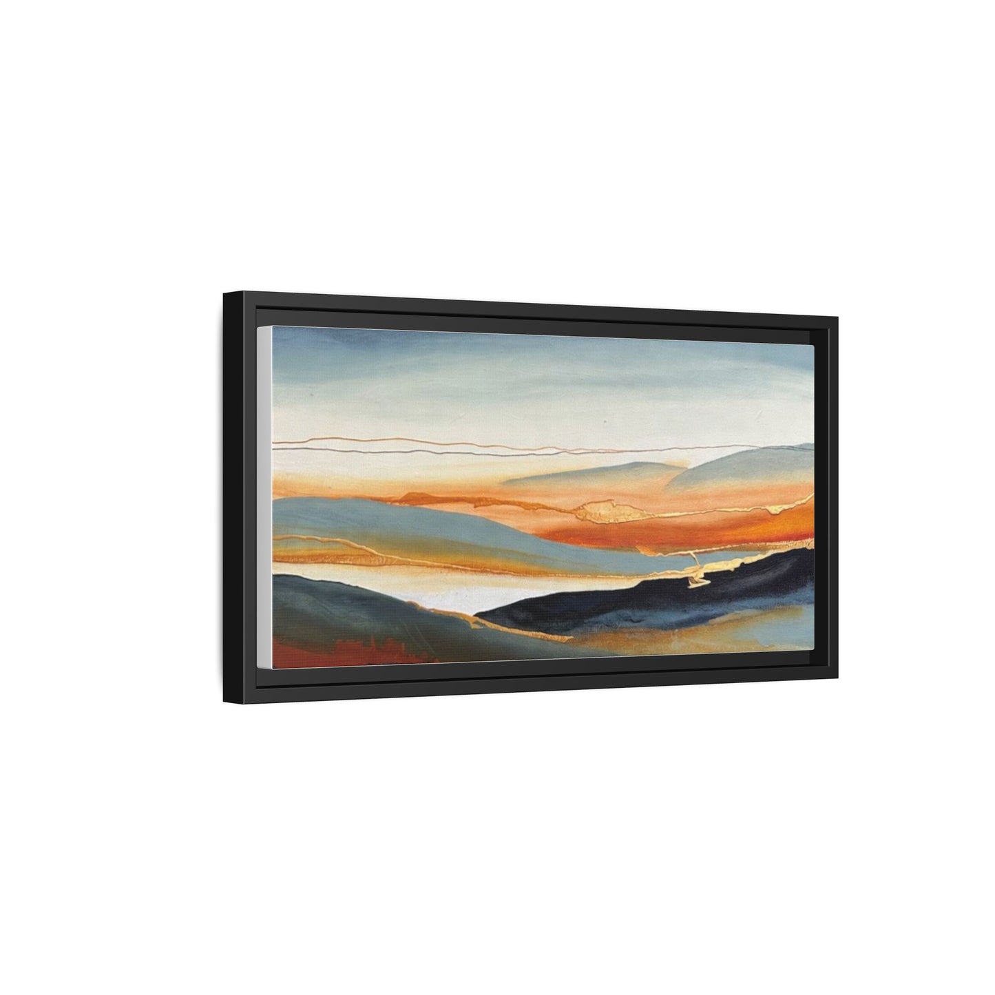 Framed Matte Canvas: Abstract Coastal Sunset Landscape Wall Art