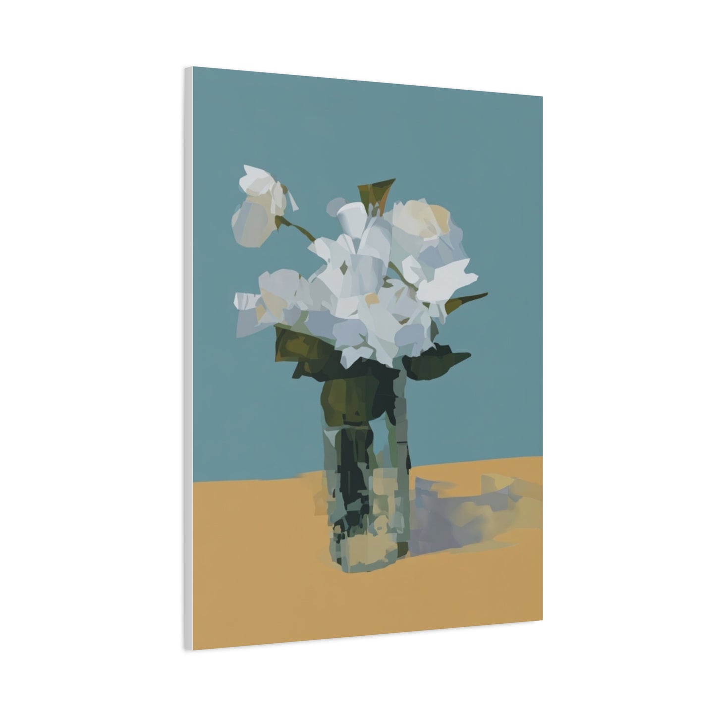 Abstract White Roses Canvas Art - Floral Vase Wall Decor