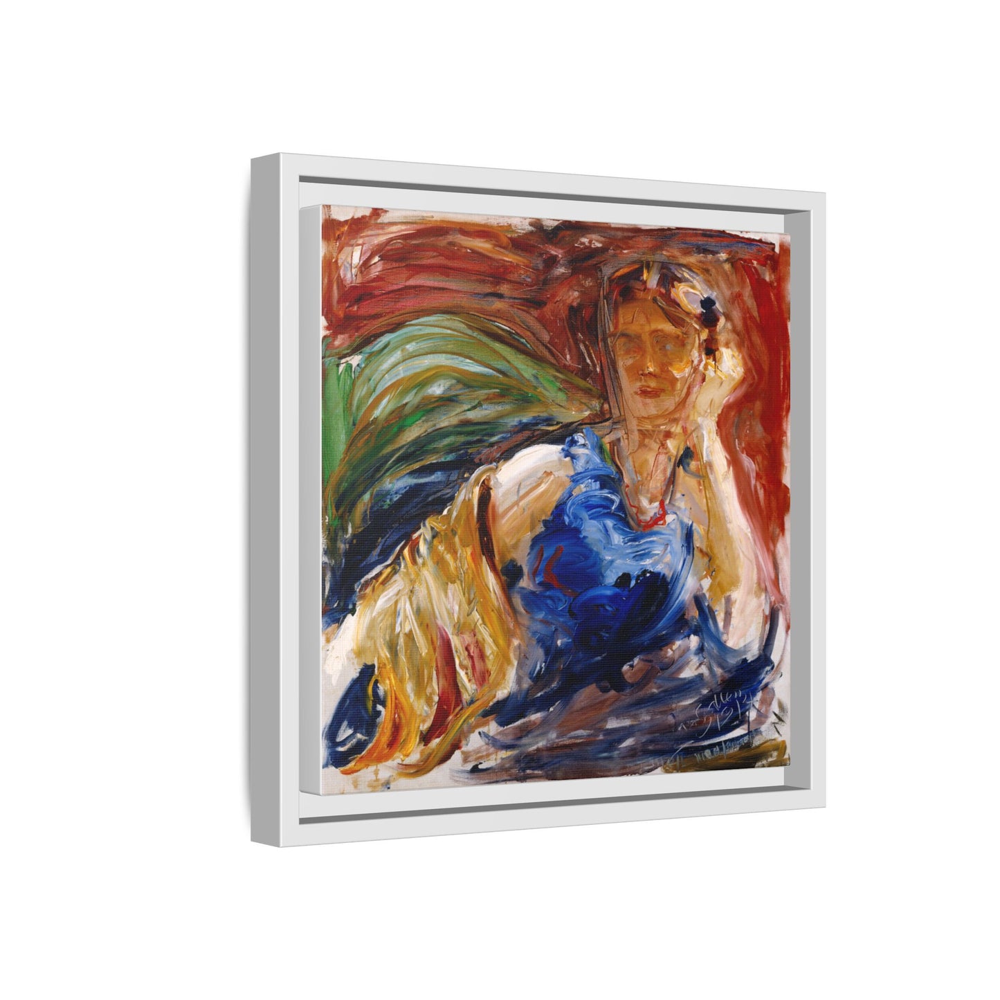 Portrait of hyllis Sjostrom by Akseli Gallen-Kallela Canvas Matte Framed Wall Art Print