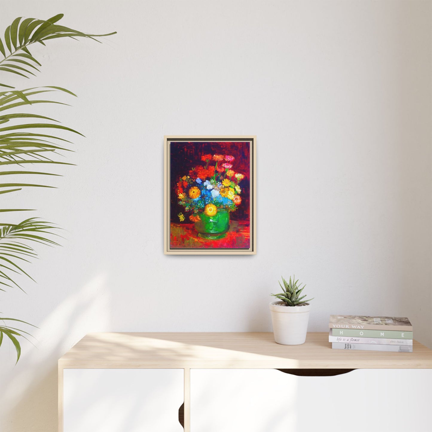 Framed Floral Canvas Print — Colorful Bouquet Wall Art