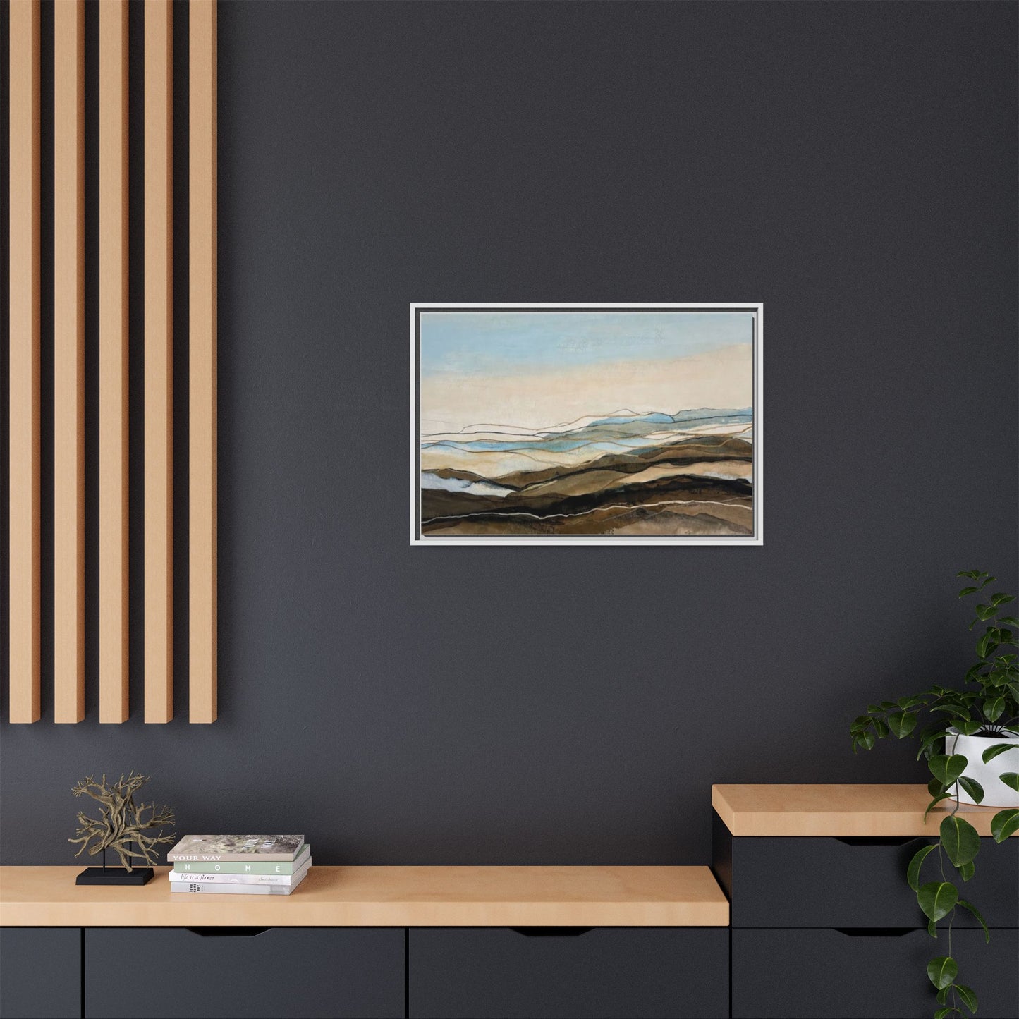 Framed Matte Canvas Print — Abstract Coastal Landscape Wall Art