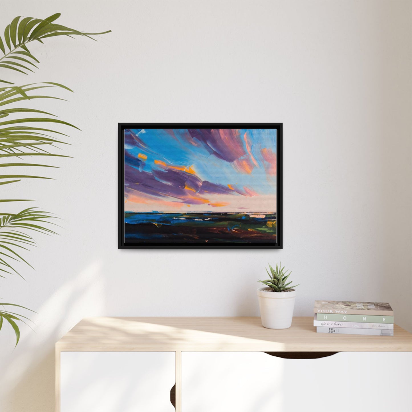 Framed Matte Canvas Abstract Seascape Sunset Art Print