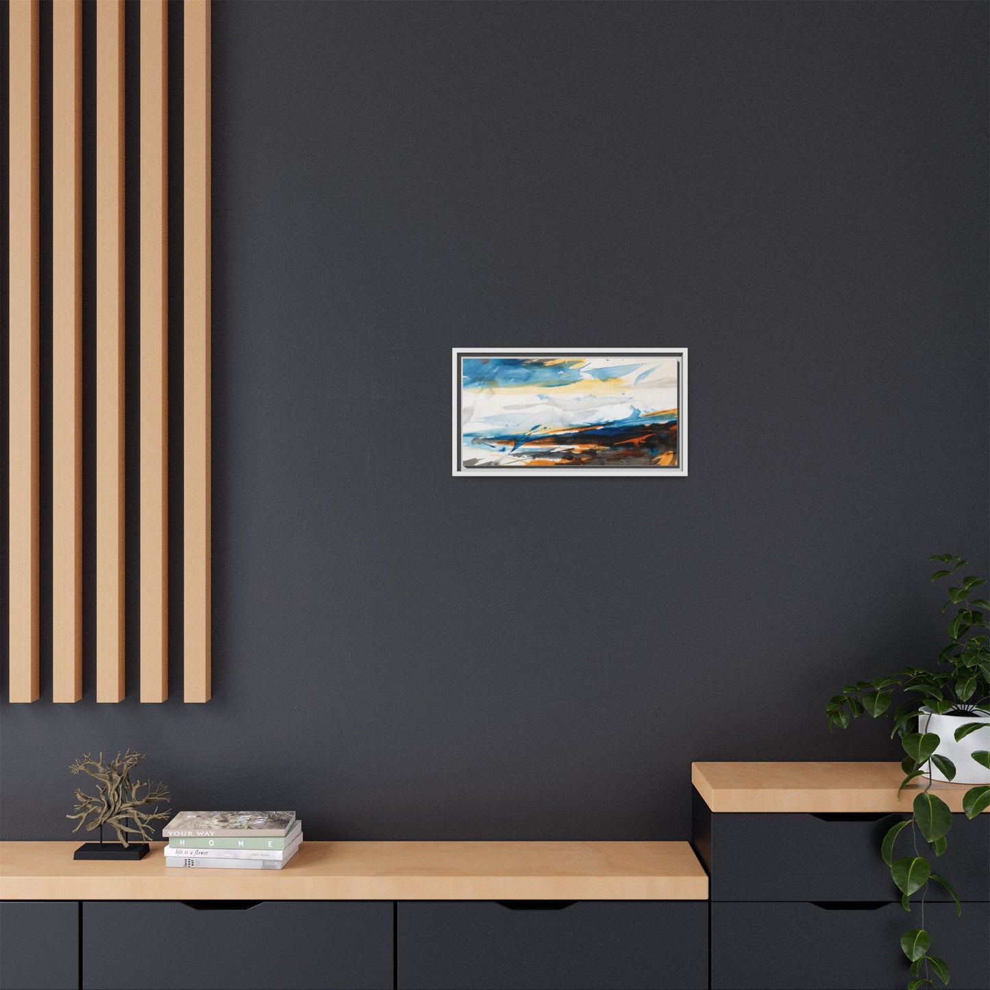 Abstract Coastal Waves Matte Canvas Framed Wall Art