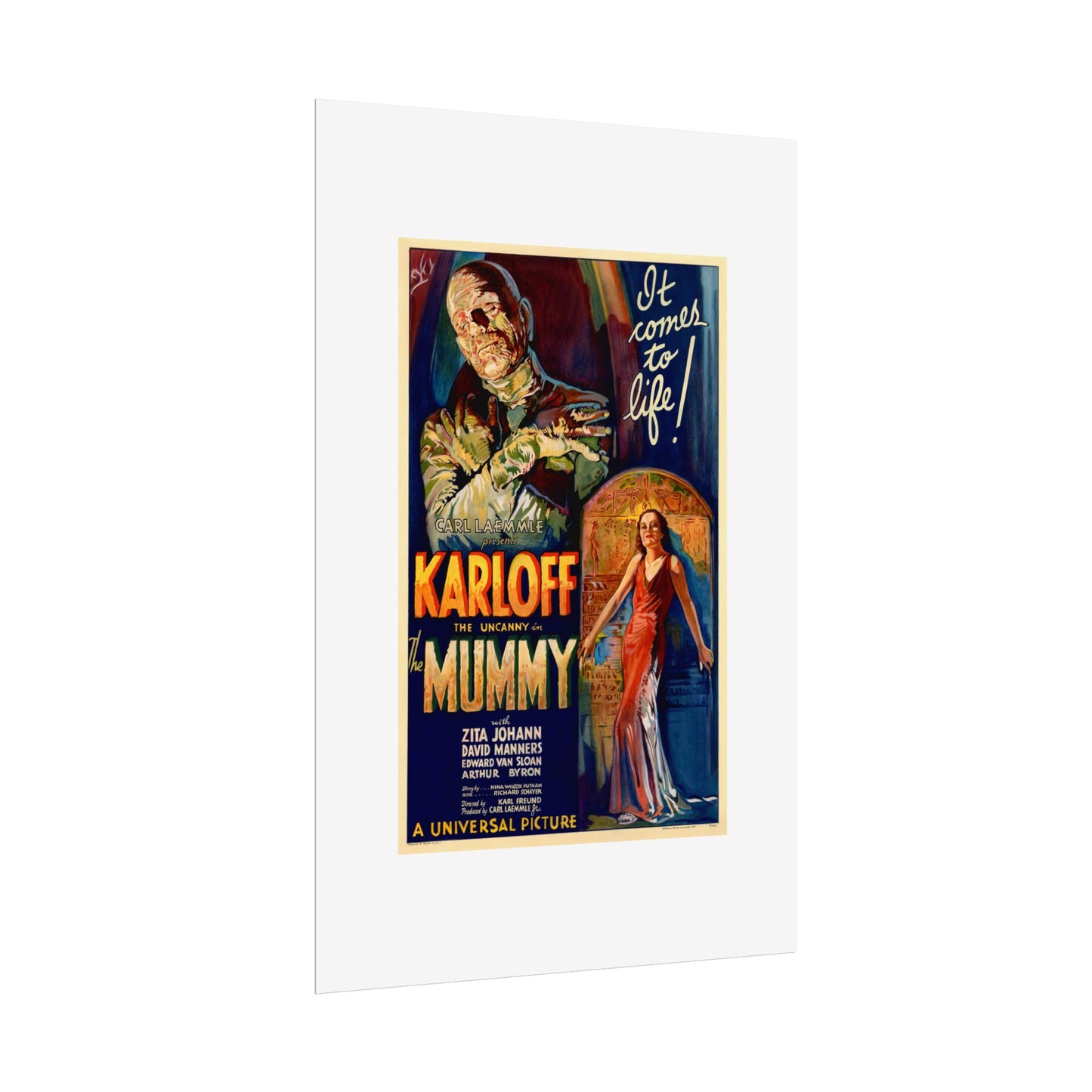 The Mummy 1932 film poster by Karoly Grosz Wall Art Print (Karloff "It Comes to Life!")