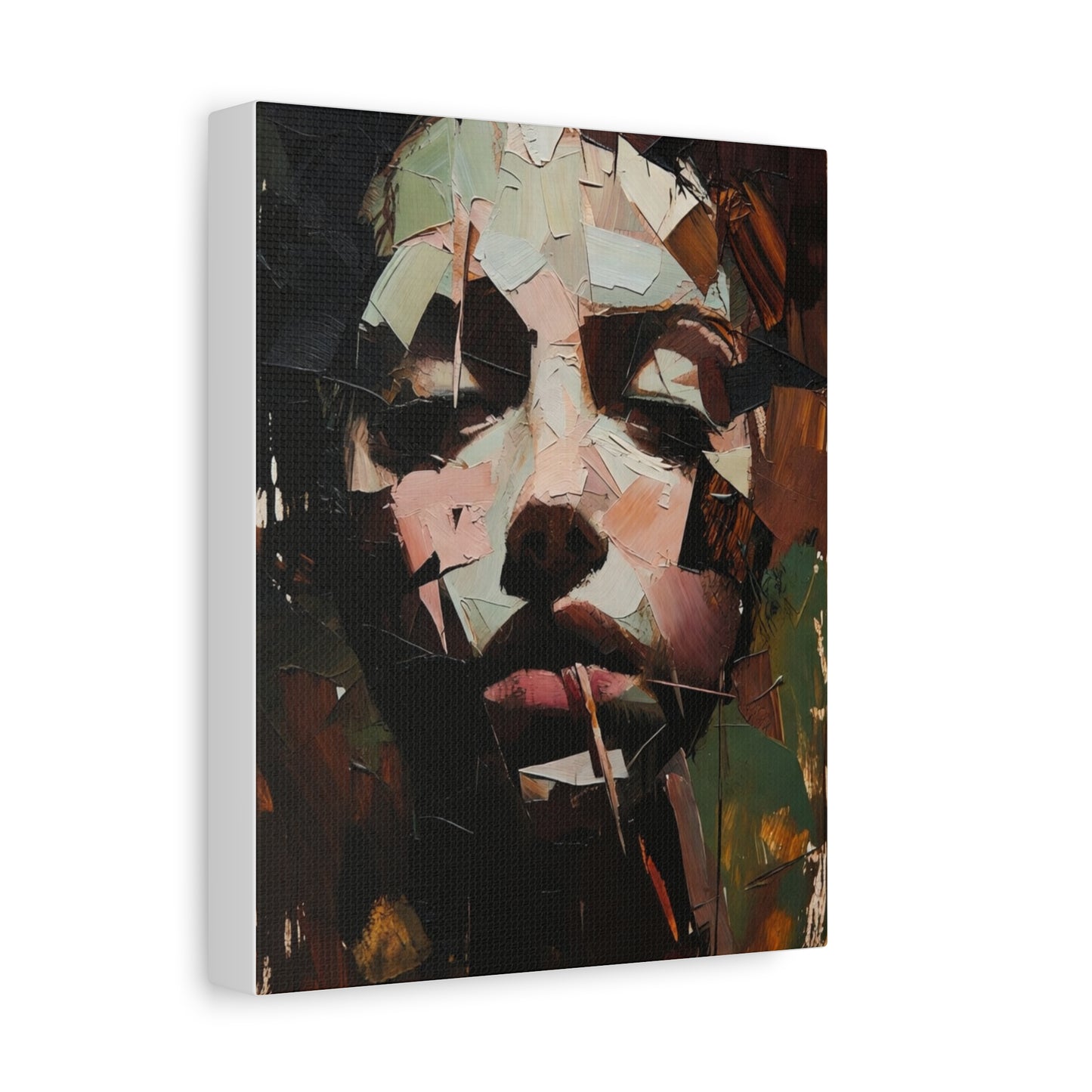 Abstract Portrait Matte Stretched Canvas (1.25") — Contemporary Textured Face Art