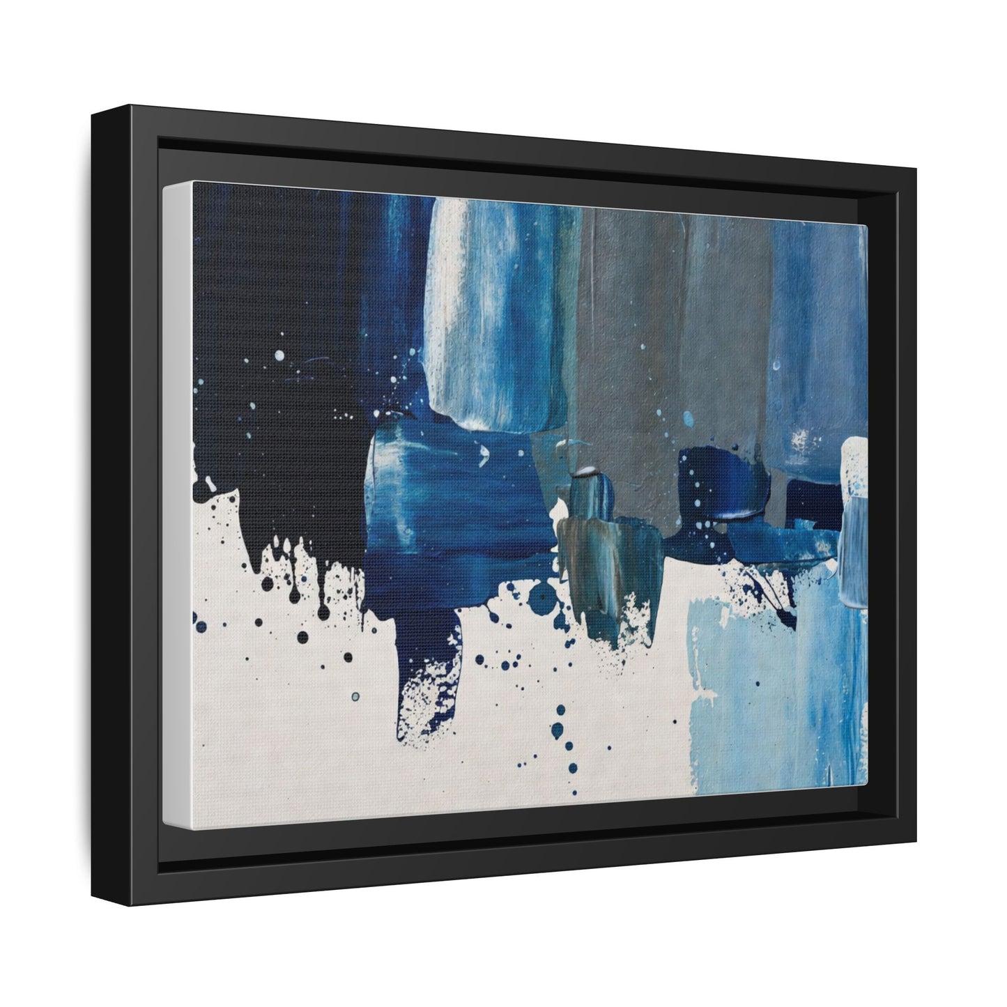 Abstract Blue Ocean Matte Canvas Framed Wall Art