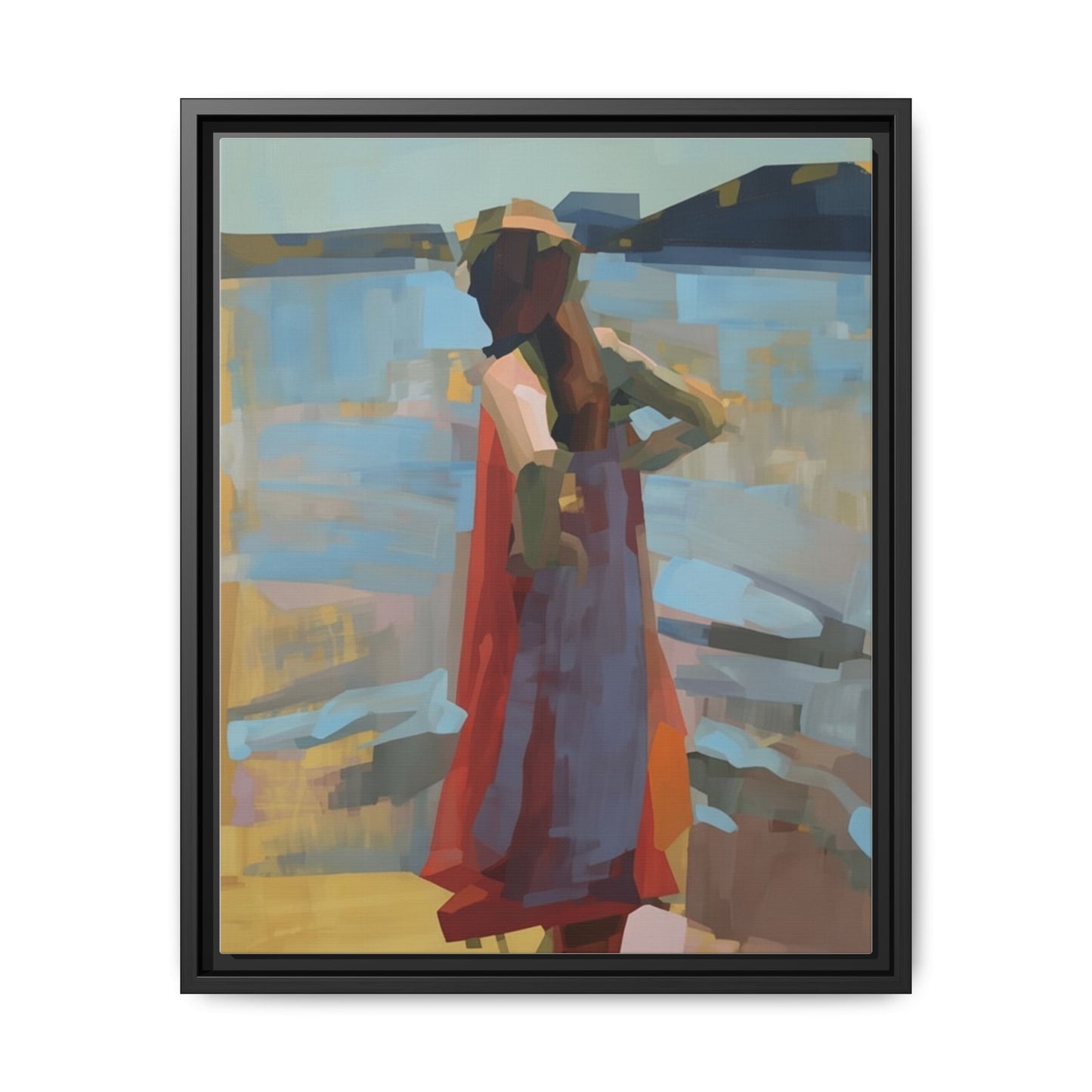 Framed Matte Canvas Print — Coastal Woman Abstract Art
