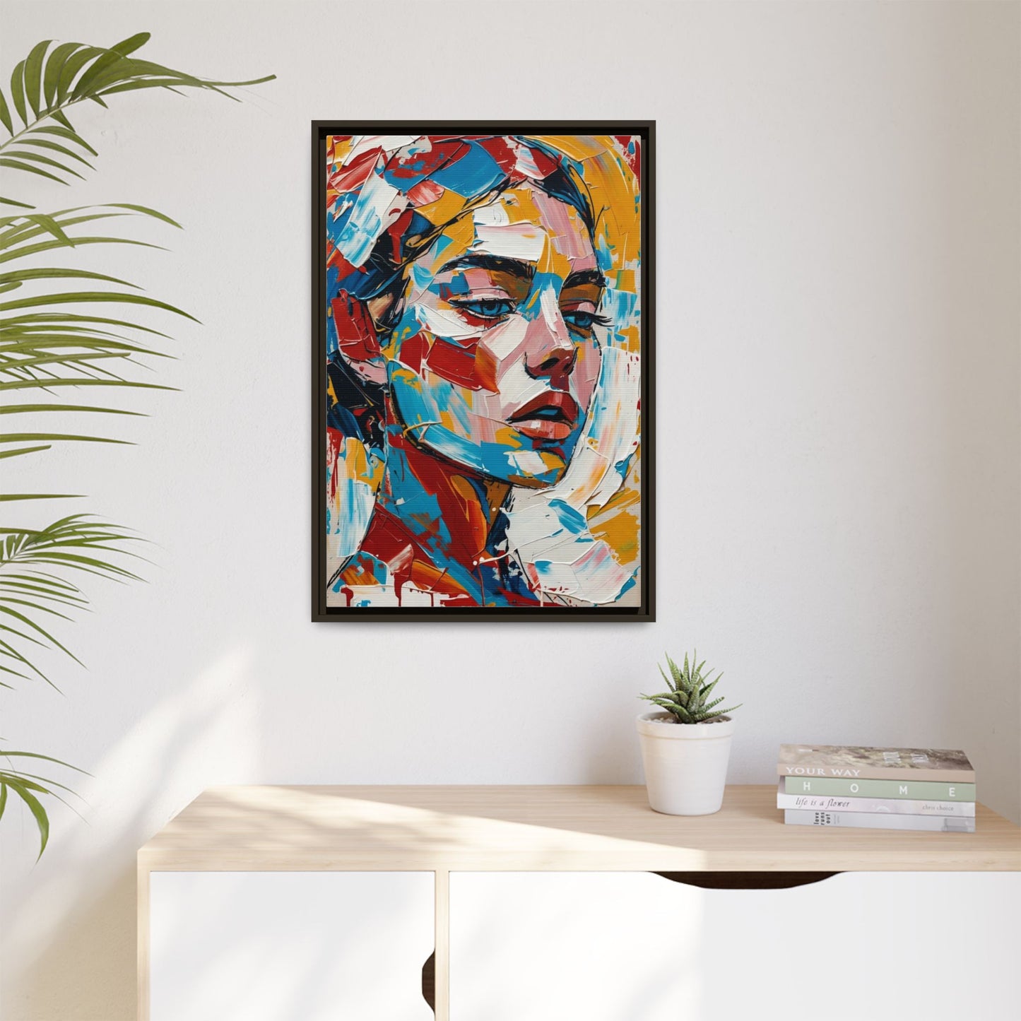 Colorful Abstract Portrait Framed Canvas Print