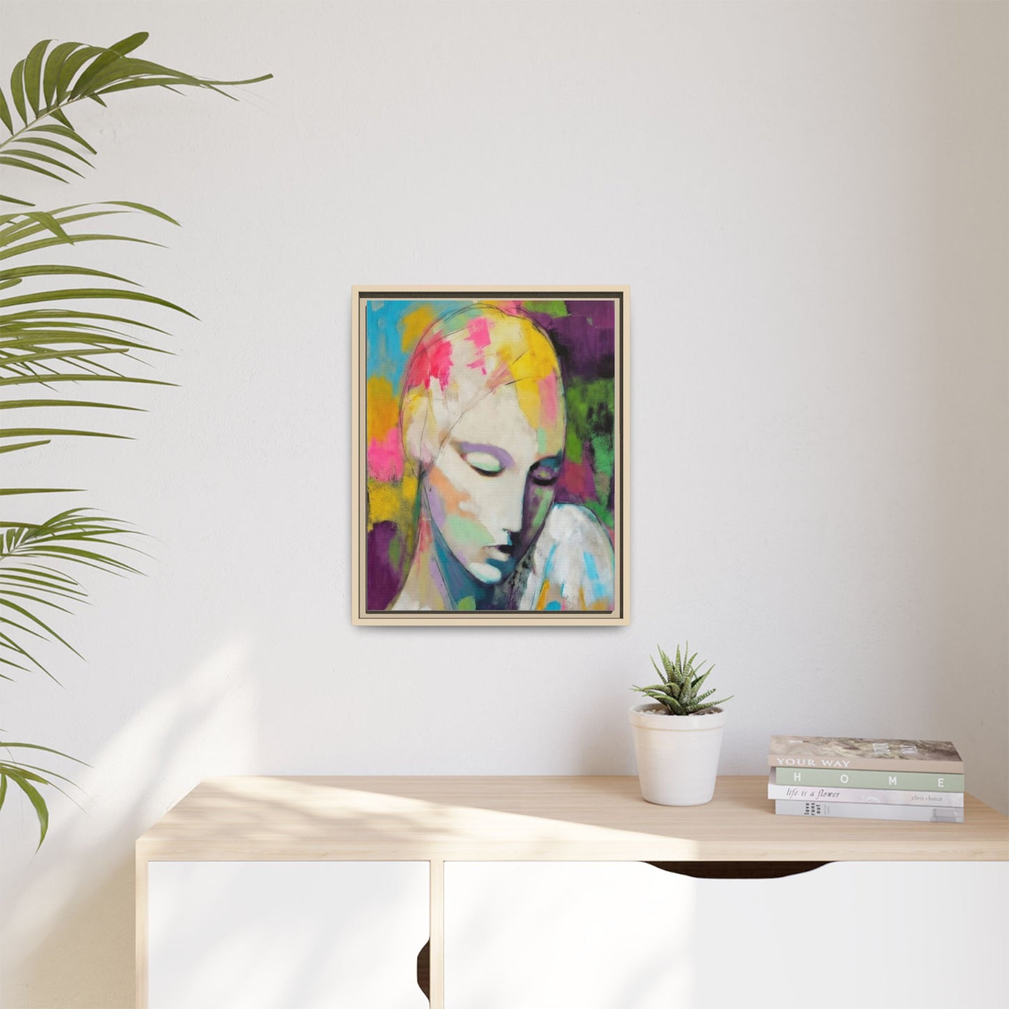 Framed Matte Canvas Art - Colorful Abstract Portrait
