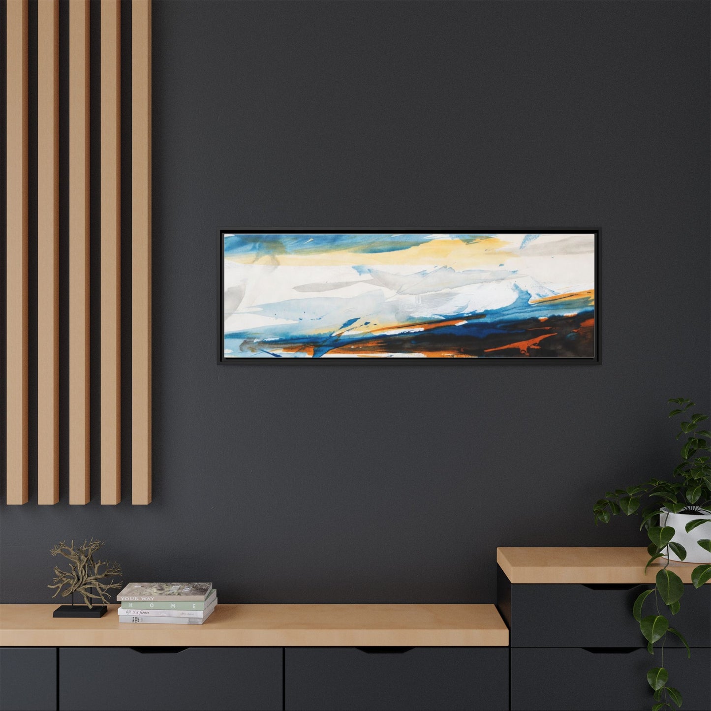 Abstract Coastal Waves Matte Canvas Framed Wall Art