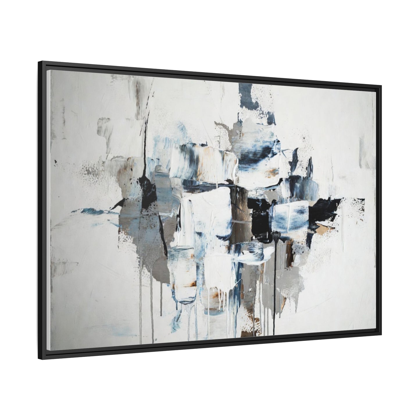 Framed Abstract Canvas Art — Blue Neutral Modern Wall Print