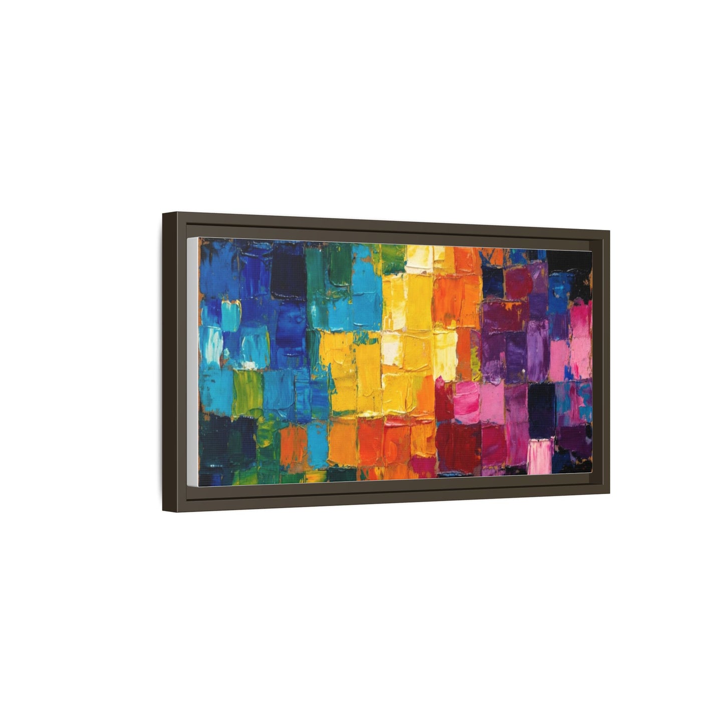 Abstract Rainbow Mosaic Framed Canvas Print — Colorful Modern Wall Art