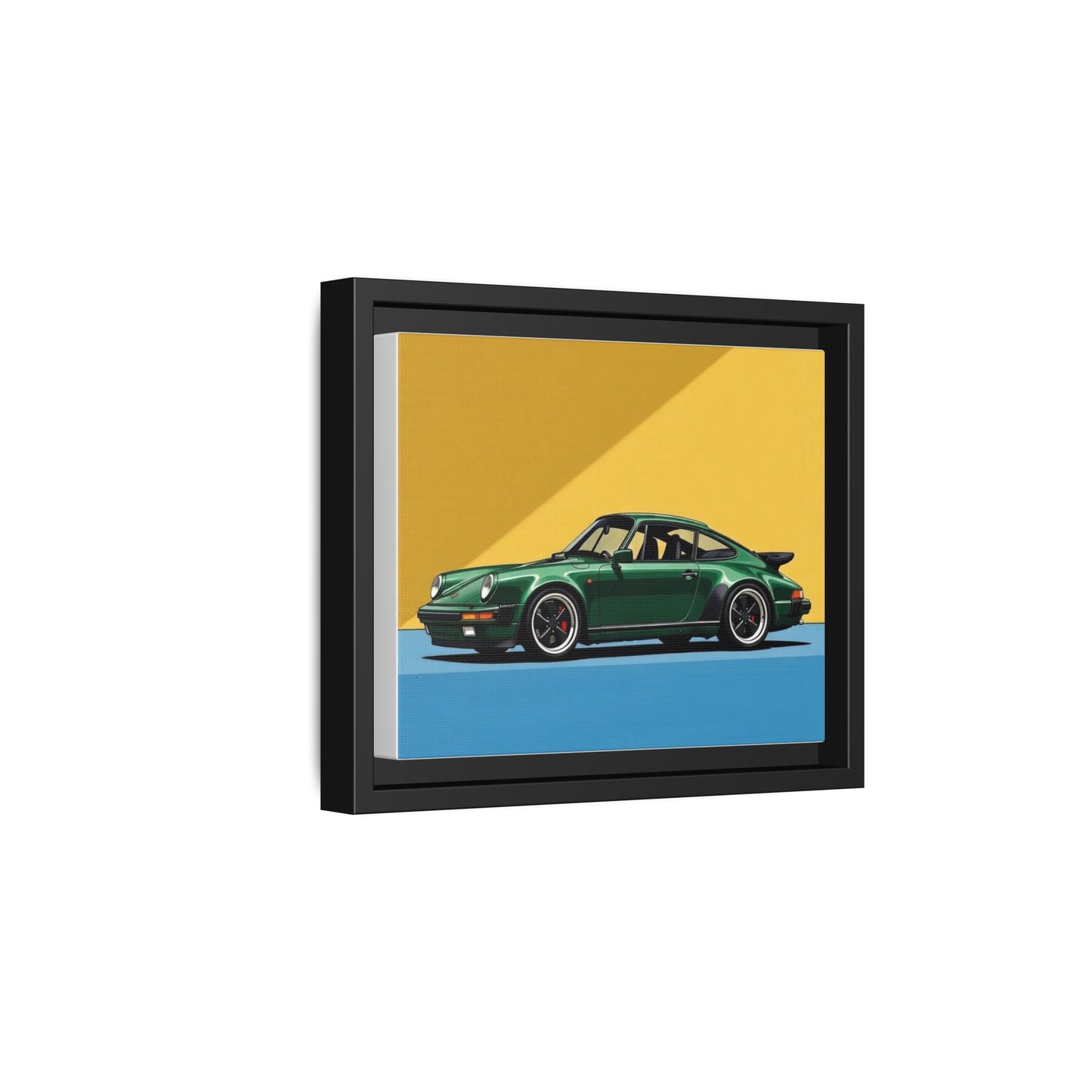 Framed Matte Canvas — Green Sports Car Wall Art