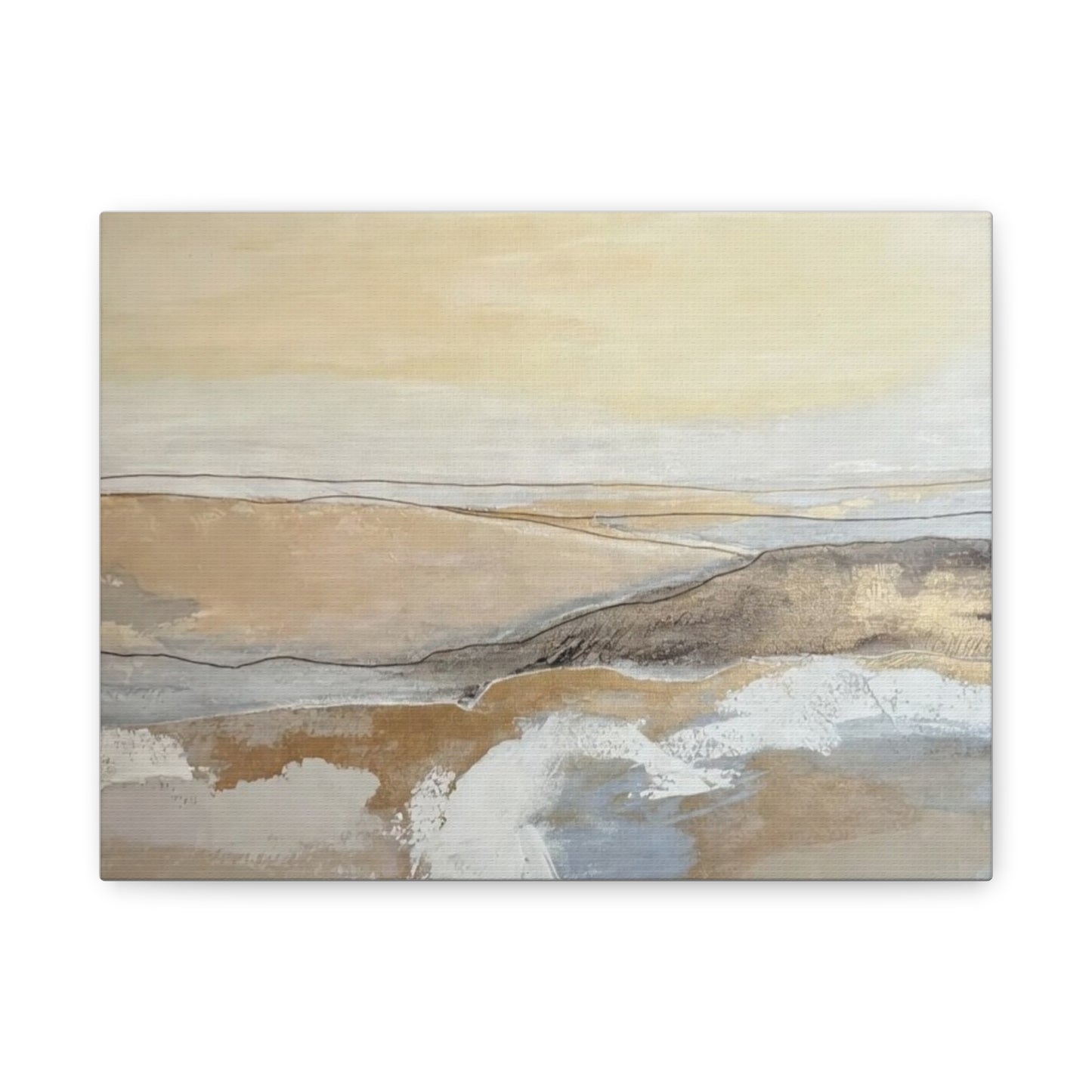 Abstract Coastal Landscape Canvas — Neutral Seascape Matte Stretched Wall Art
