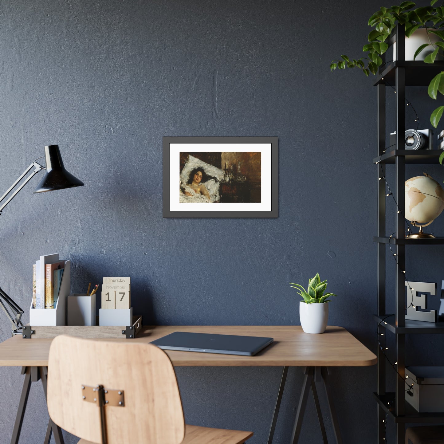 Resting by Antonio Mancini  Framed Poster Wall Art Print