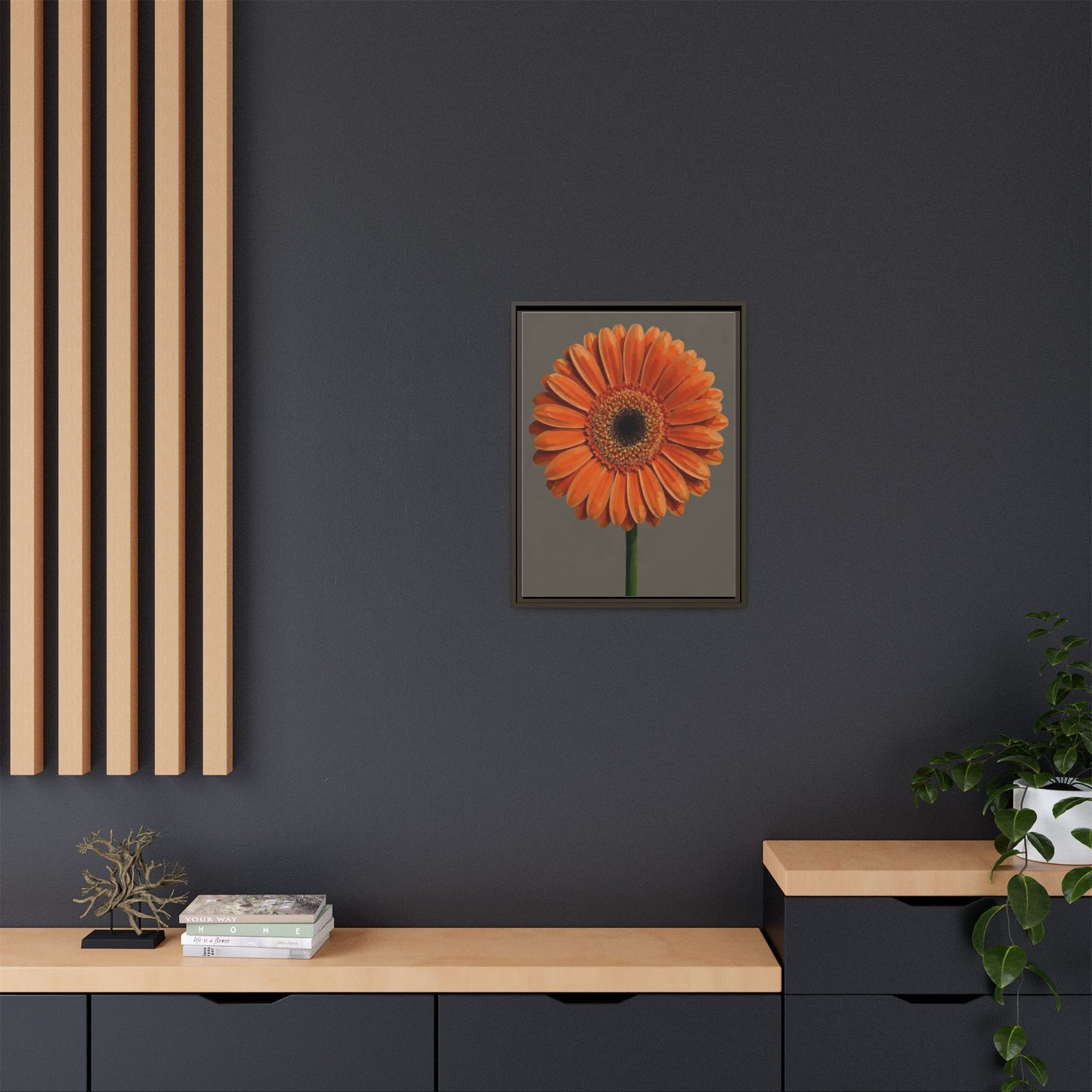 Orange Gerbera Daisy Matte Canvas Print (Framed)