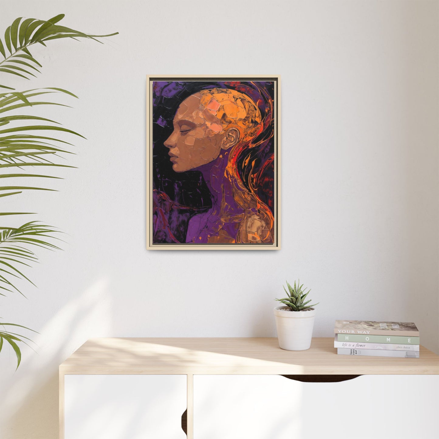 Abstract Profile Portrait Matte Framed Canvas — Multicolor Feminine Art Print