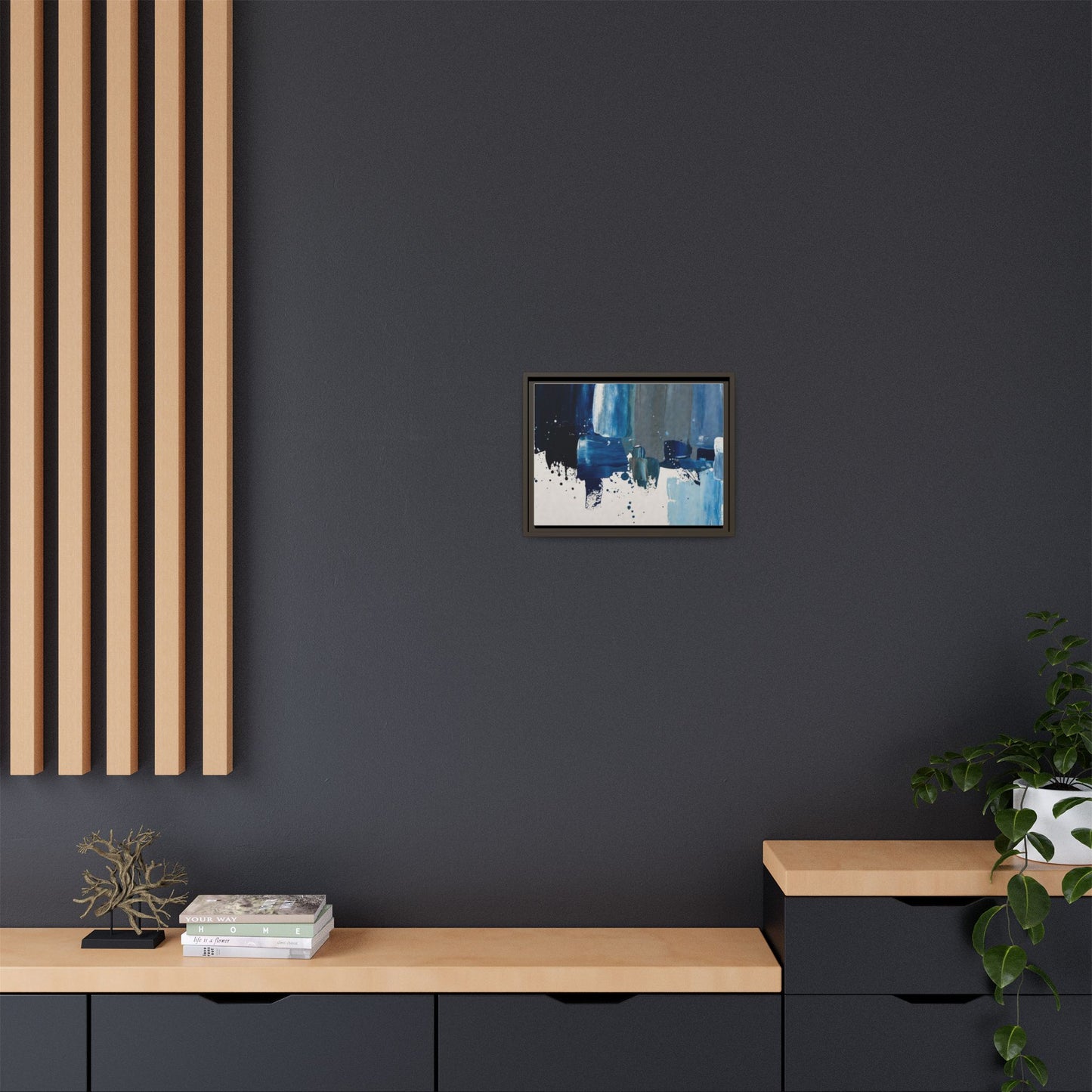 Abstract Blue Ocean Matte Canvas Framed Wall Art
