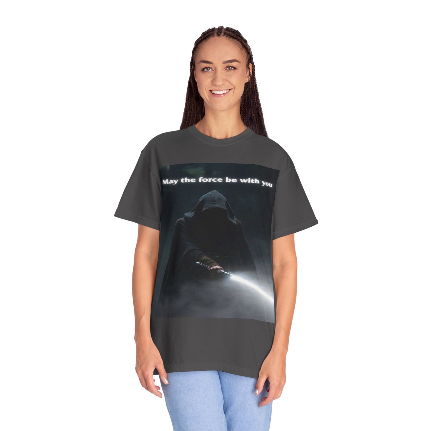 May the Force Be With You T-Shirt — Dark Hooded Lightsaber Graphic Tee