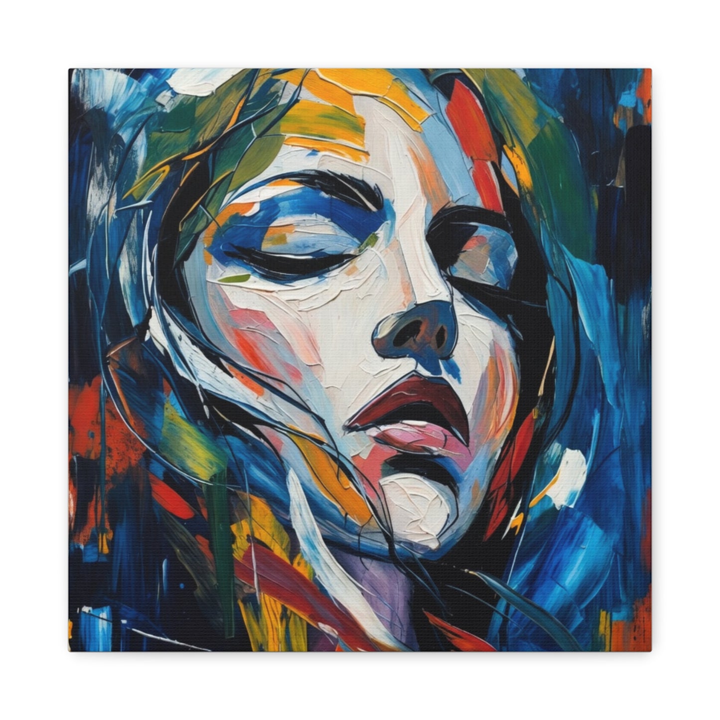 Abstract Colorful Woman Portrait Canvas