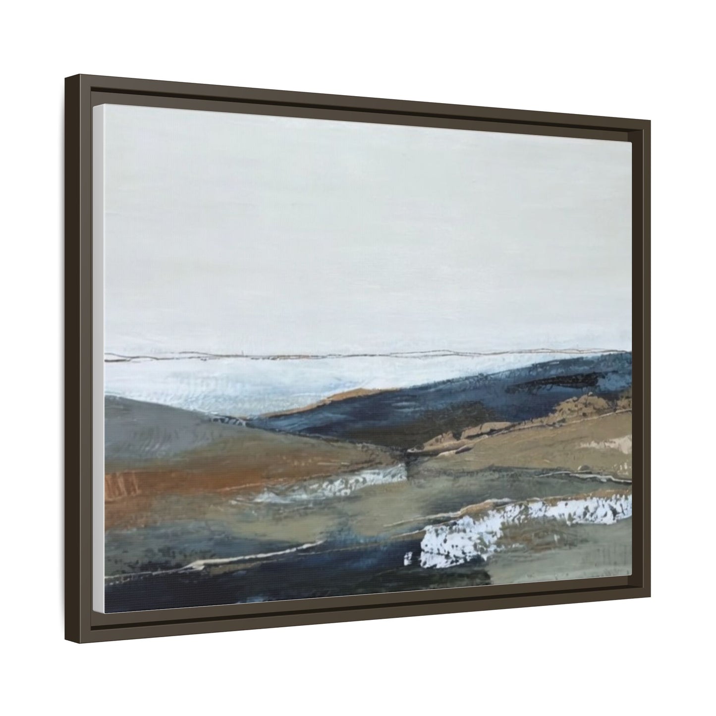 Framed Matte Canvas Wall Art — Serene Coastal Abstract Landscape
