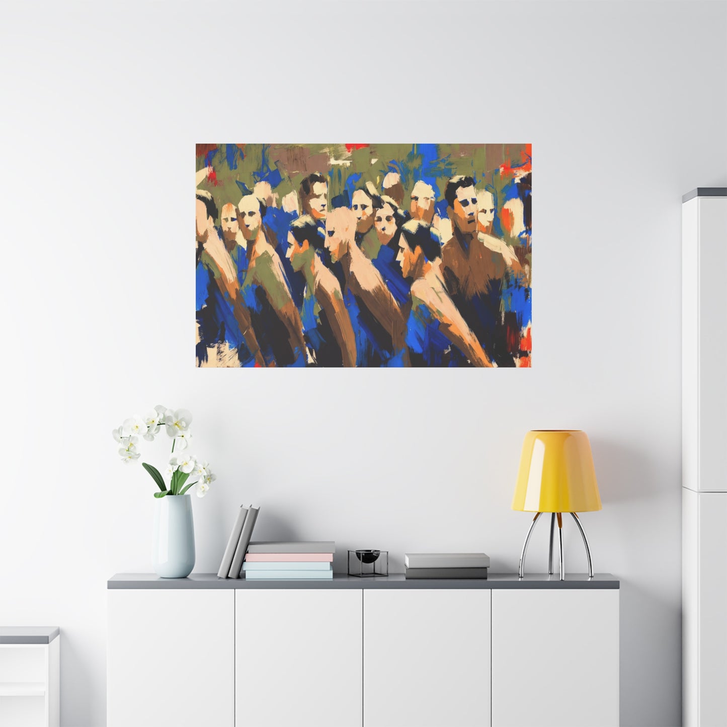Abstract Crowd Painting Canvas Print — Stretched Matte Wall Art