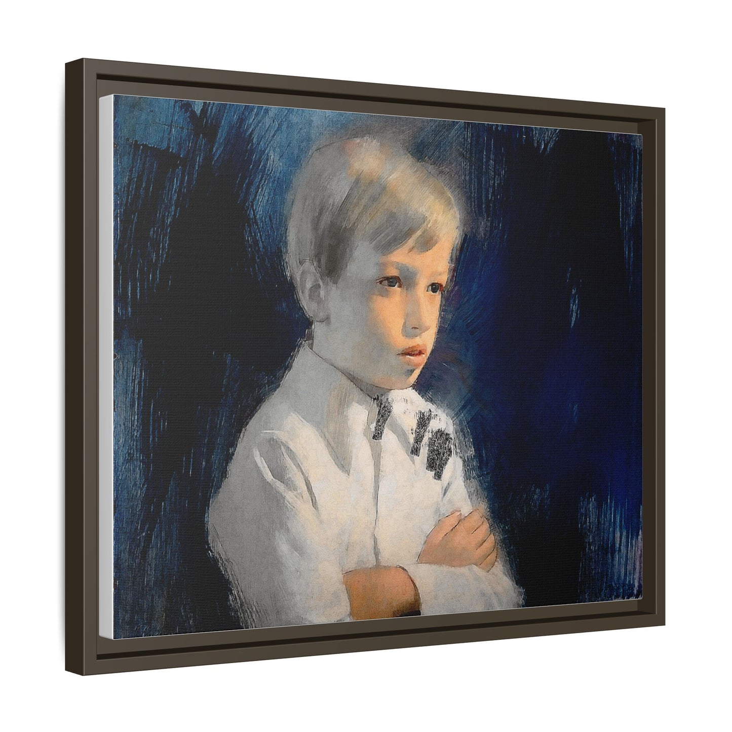Painting of boy by Unknown Artist Framed Matte Canvas Wall Art Print