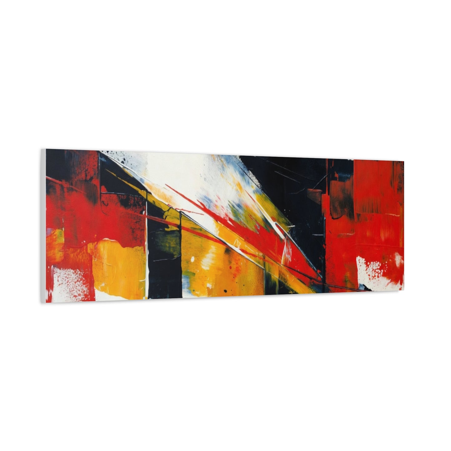 Abstract Geometric Canvas Art — Bold Red & Black Modern Wall Painting