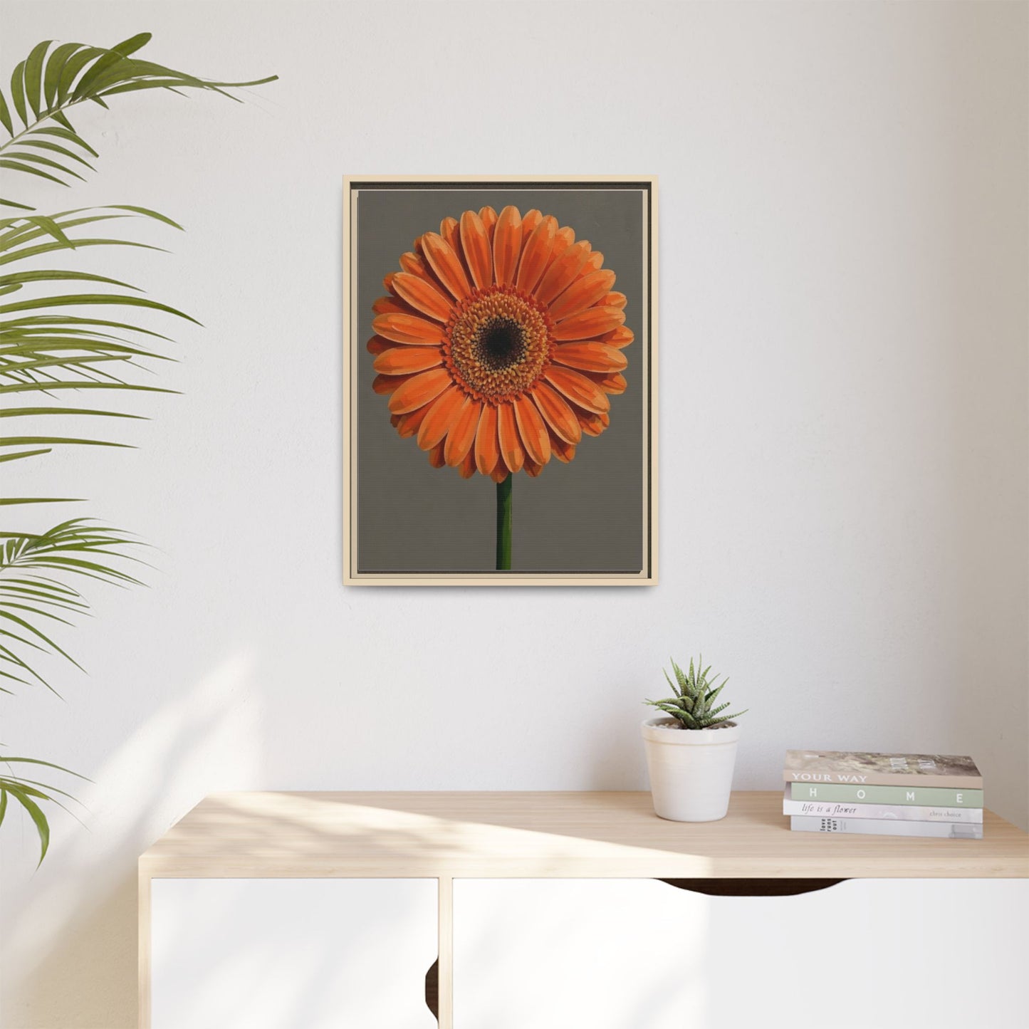 Orange Gerbera Daisy Matte Canvas Print (Framed)