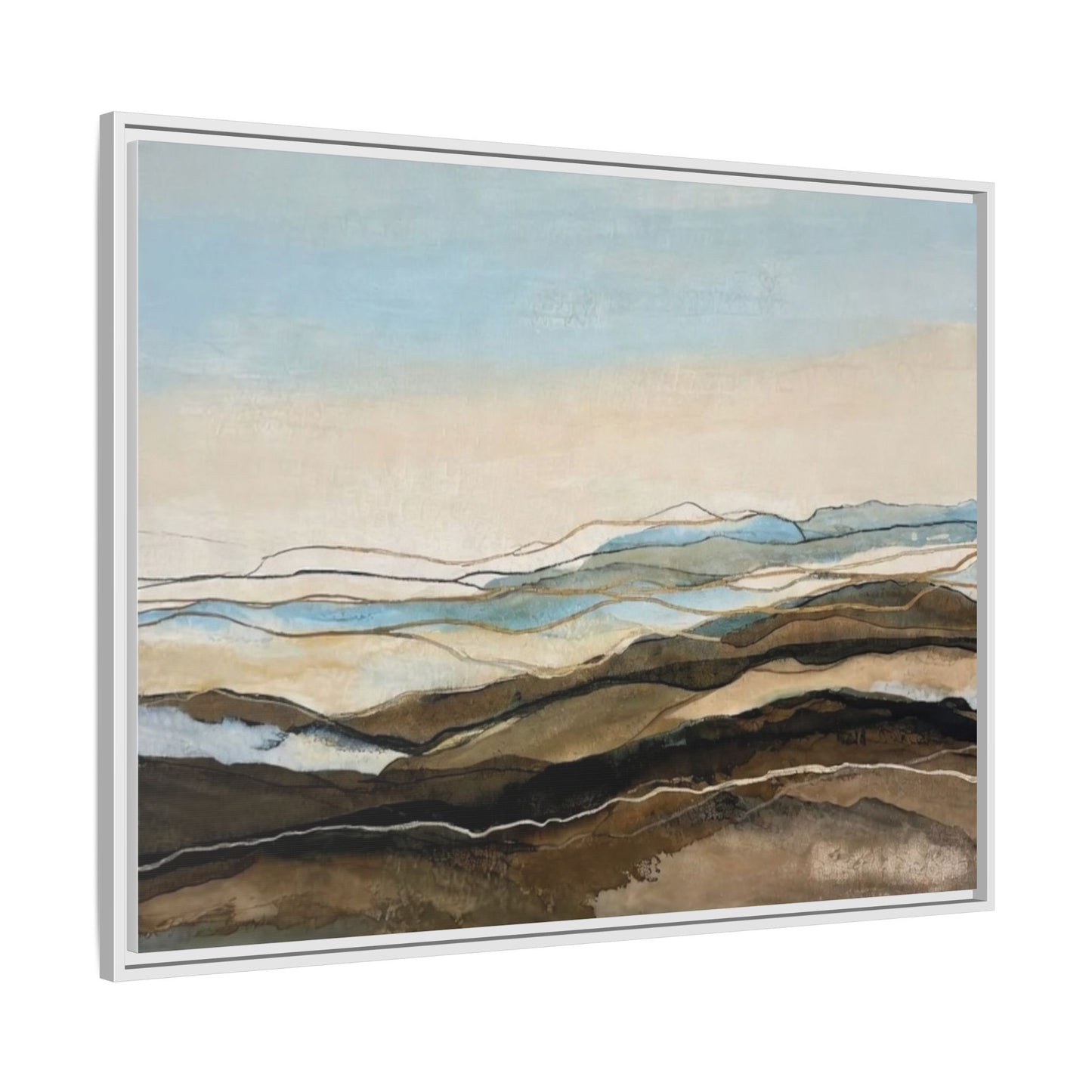 Framed Matte Canvas Print — Abstract Coastal Landscape Wall Art