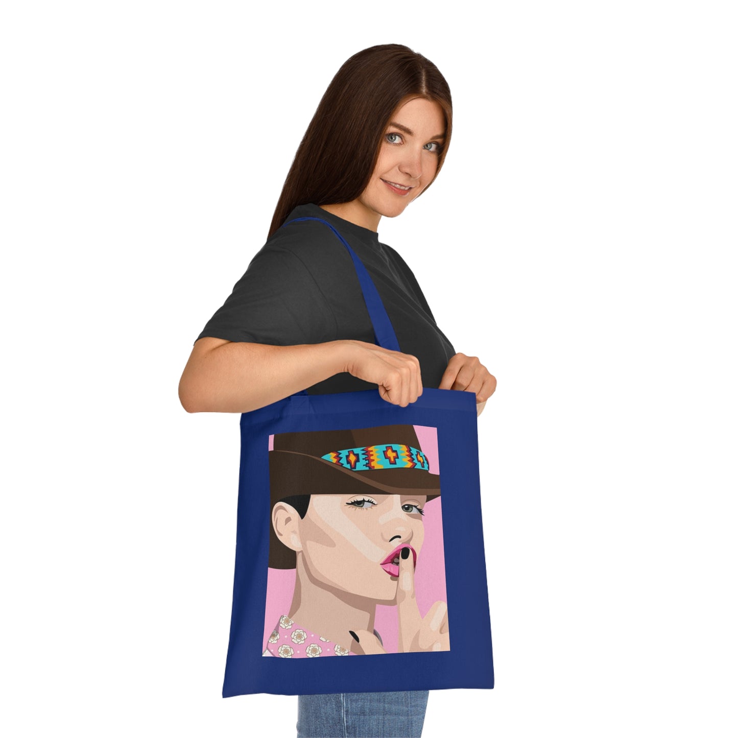 Pop Art Woman Tote Bag — Stylish Retro Portrait Cotton Shopper