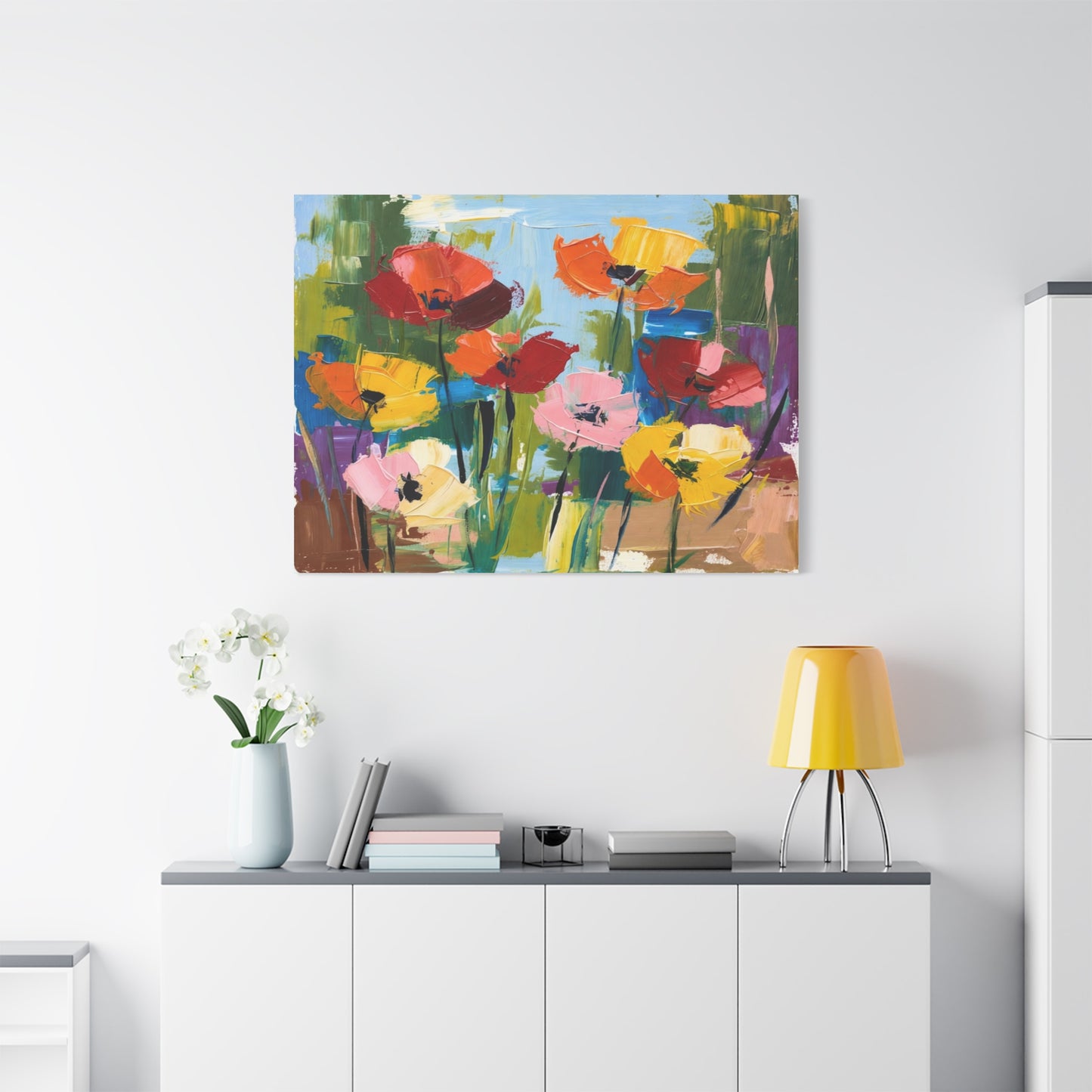 Colorful Abstract Floral Canvas Wall Art — Matte Stretched 1.25"