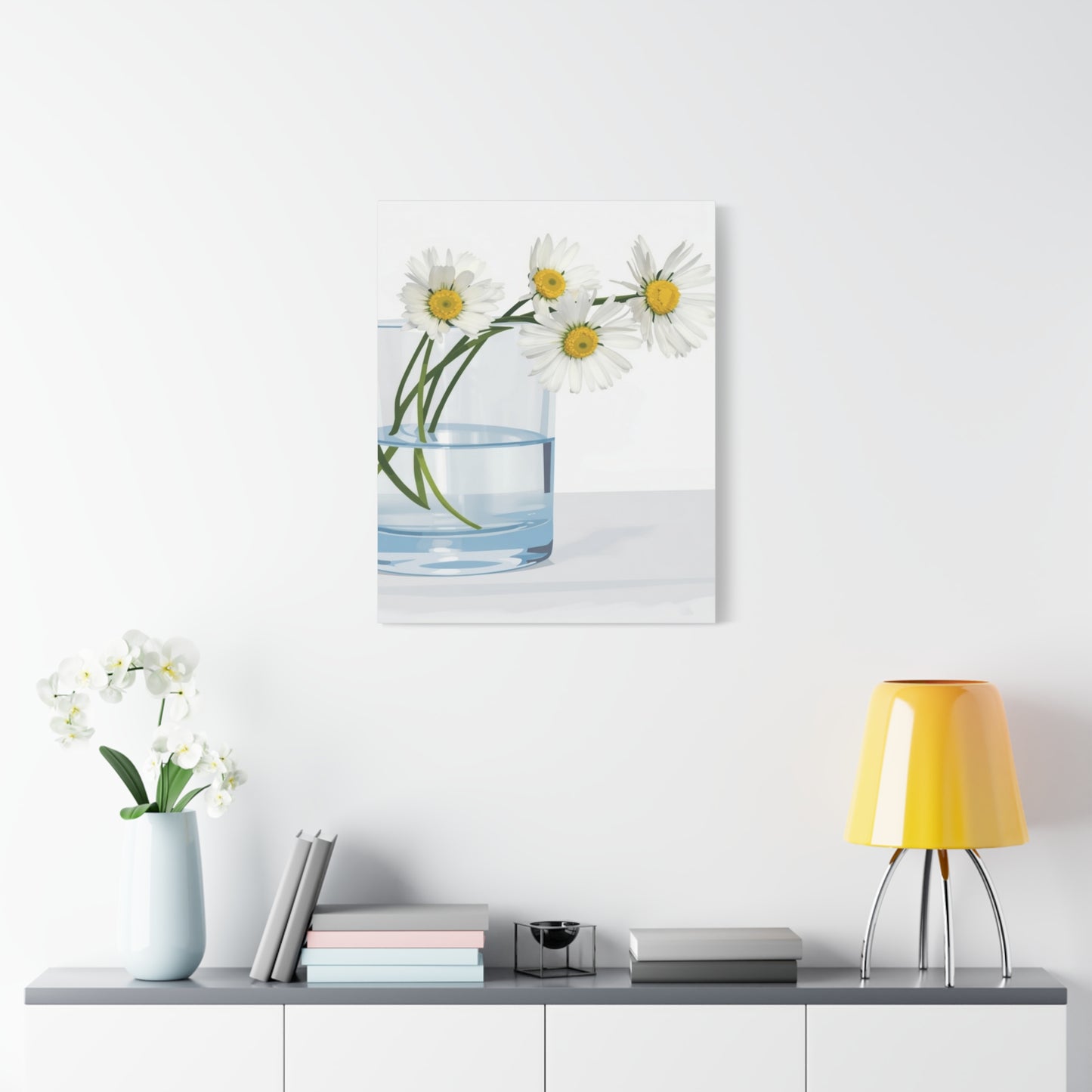 Daisy Glass Vase Canvas Print — Matte Stretched Wall Art