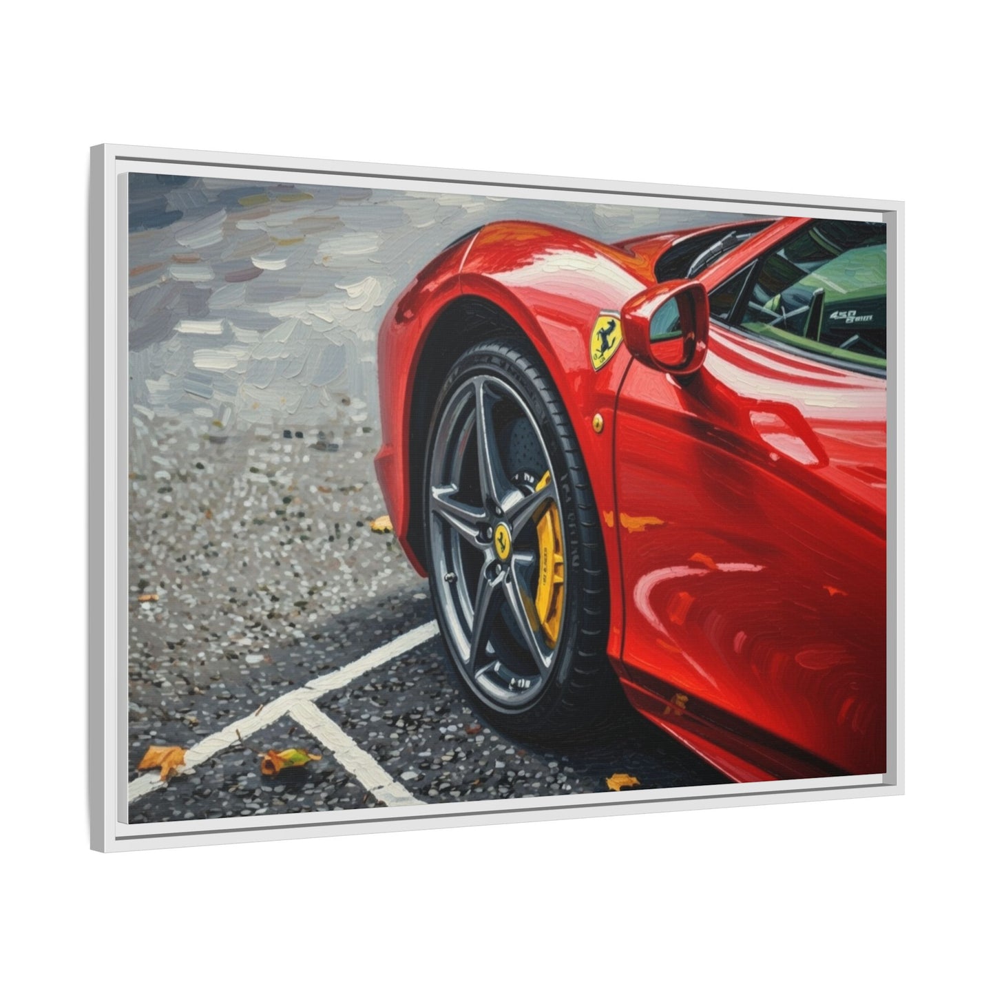 Framed Matte Canvas: Red Sports Car Close-Up Art Print
