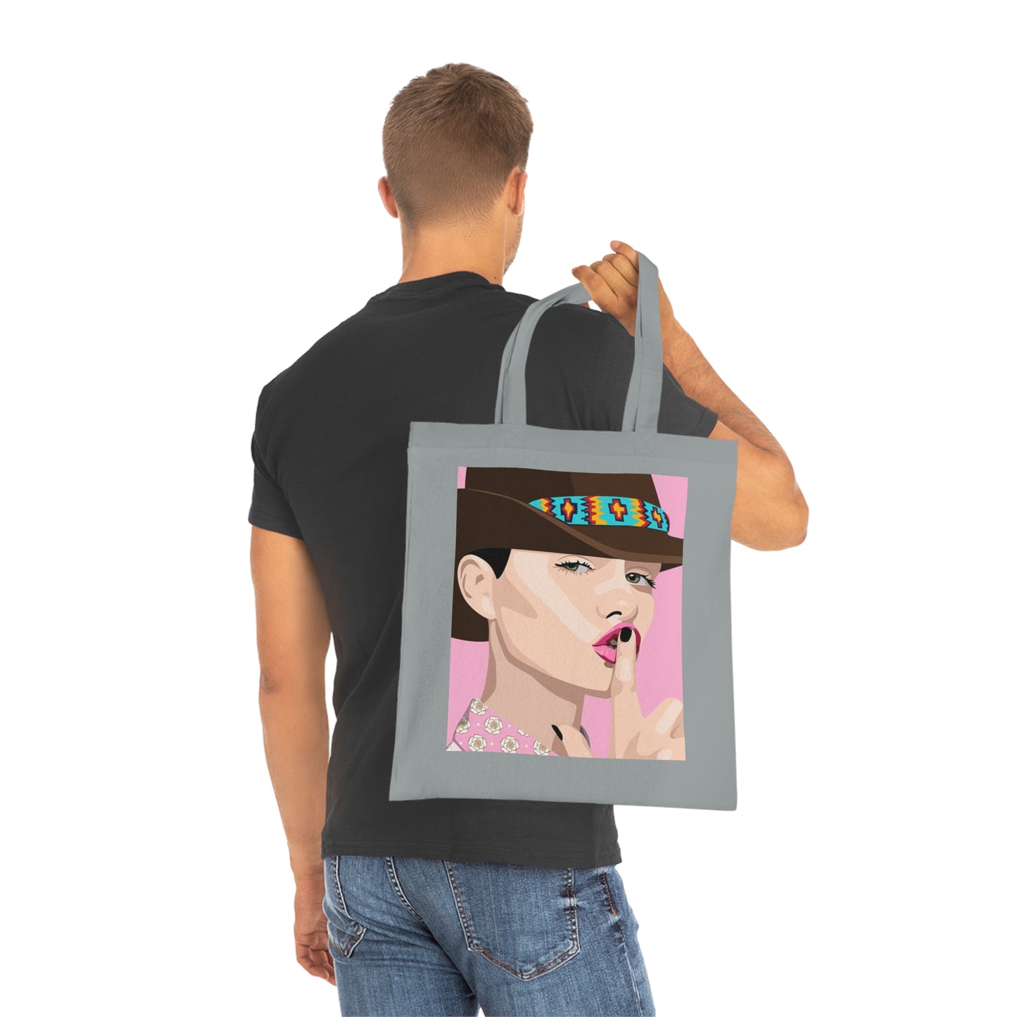 Pop Art Woman Tote Bag — Stylish Retro Portrait Cotton Shopper